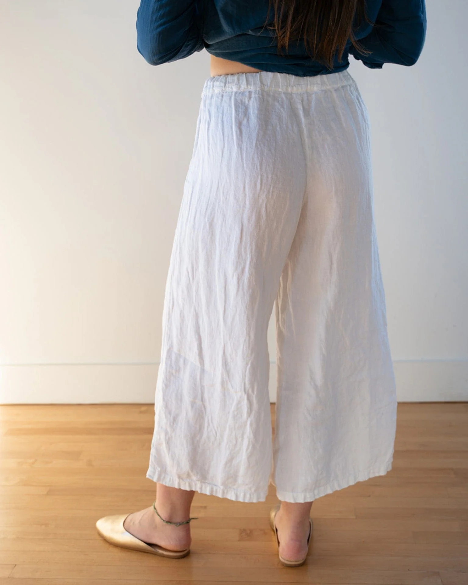 Cropped Becca Wide Leg in White Linen Twill - Image 3