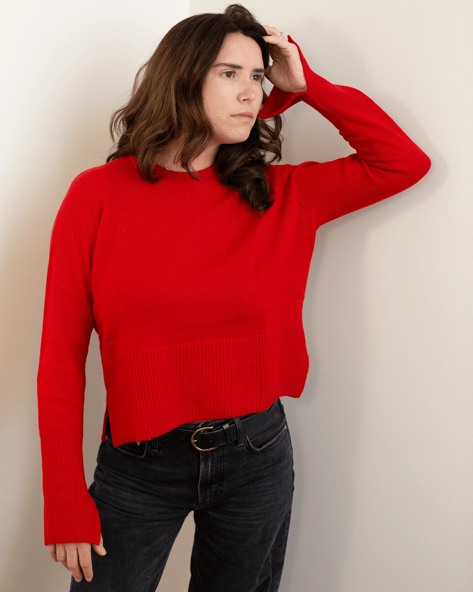 Cropped Boxy Crew W/ Slits in Blazer - Image 2