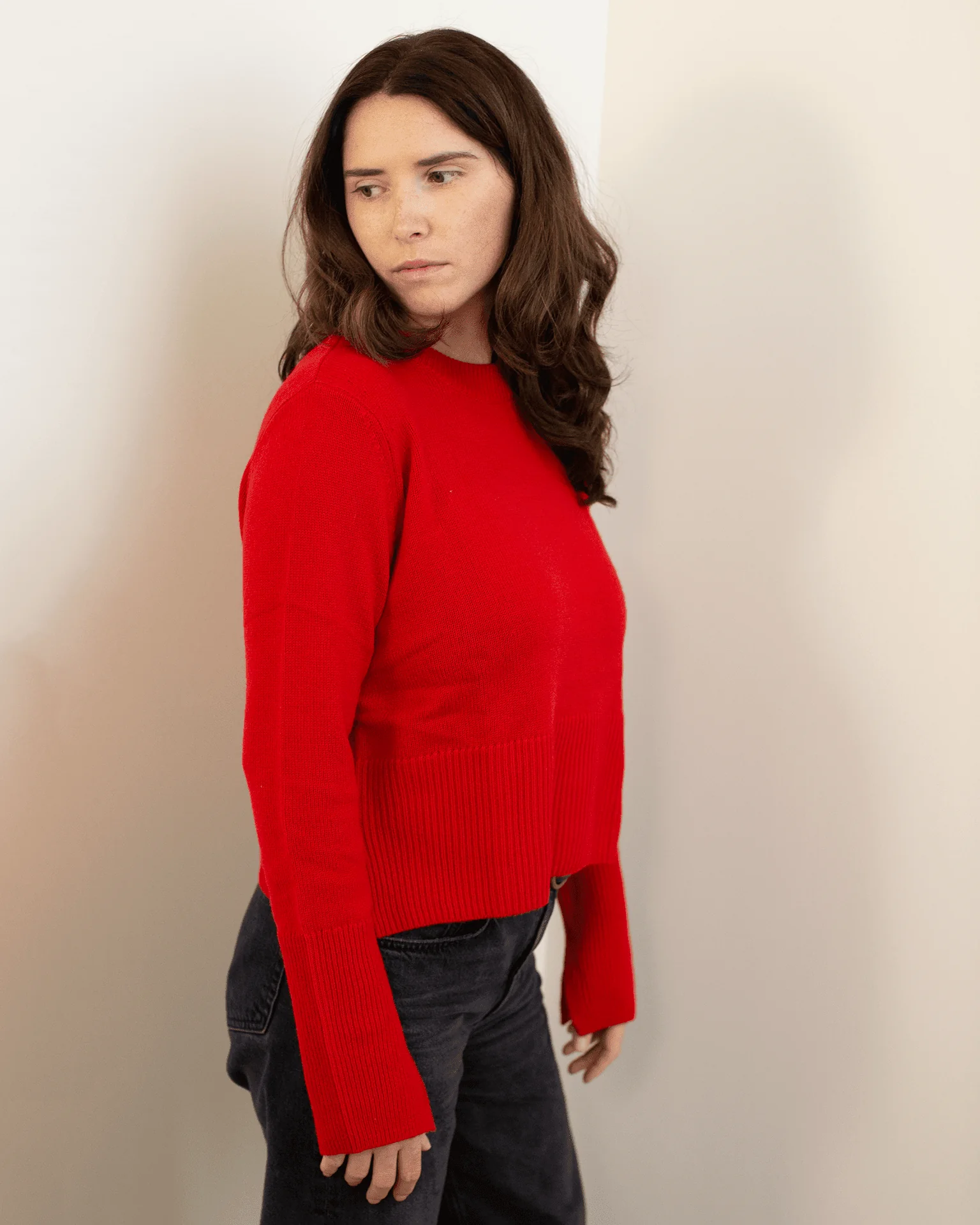 Cropped Boxy Crew W/ Slits in Blazer - Image 3