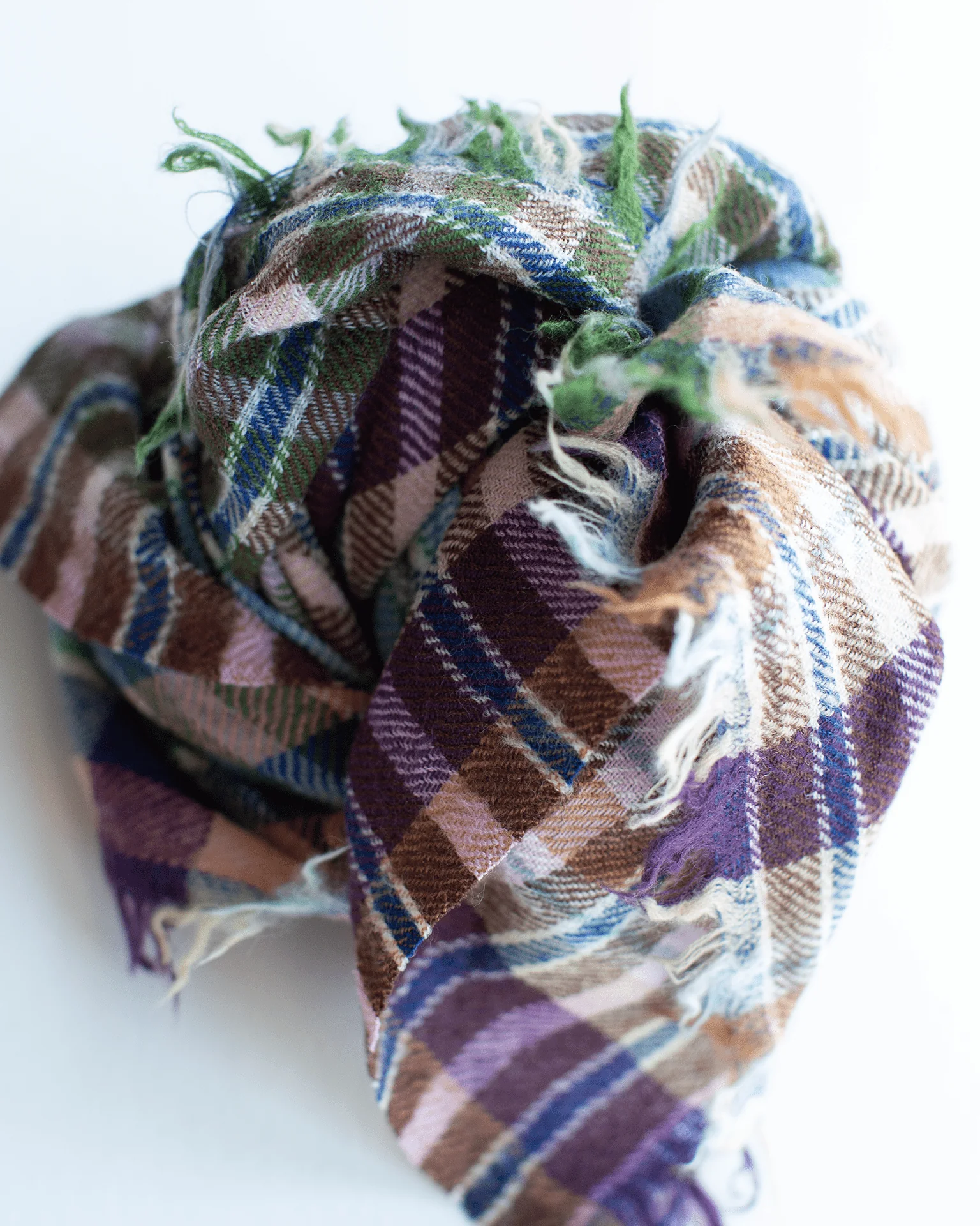 Cross Plaid Wool Bandana in Forest - Image 3