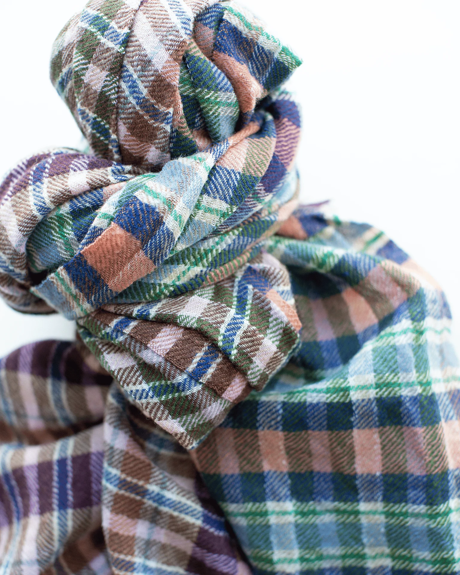 Cross Plaid Wool Scarf in Forest - Image 3