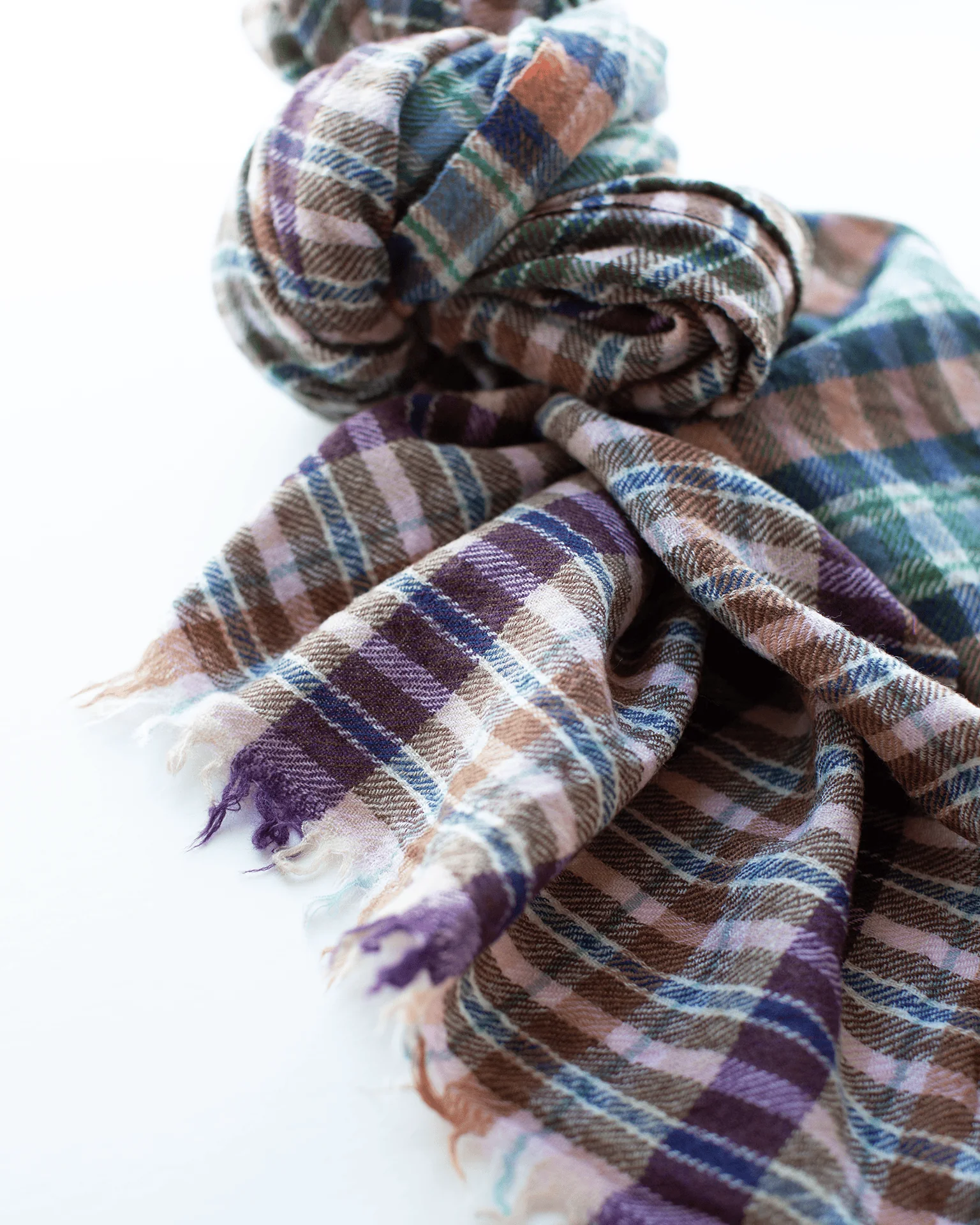 Cross Plaid Wool Scarf in Forest - Image 4