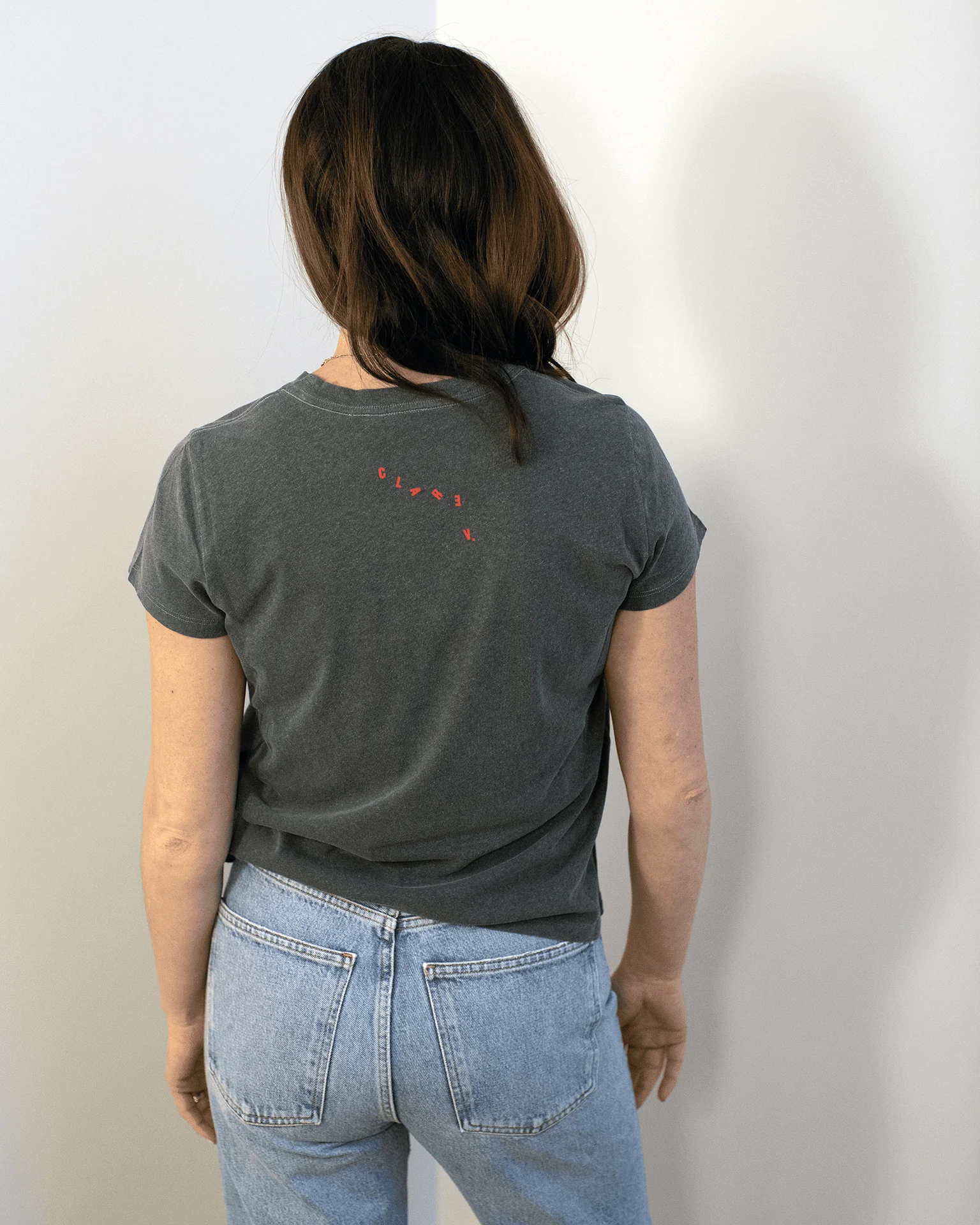 Cut Out Oui Cotton/Linen Classic Tee in Faded Black - Image 4