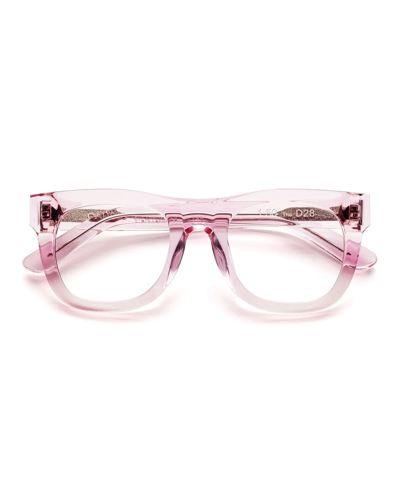 D28 Reading Glasses in Polished Clear Pink - Image 3