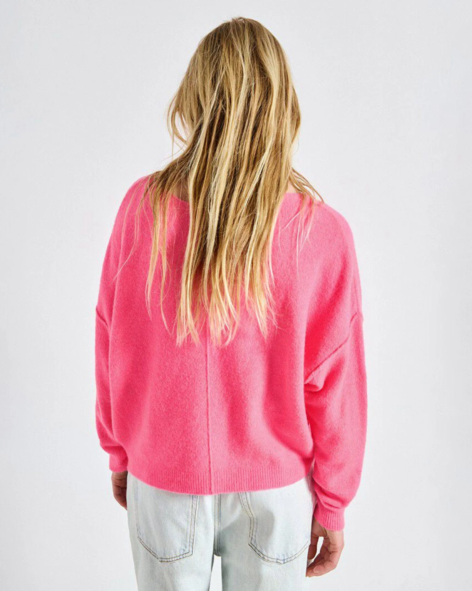Damsville Boatneck Sweater in Rose Fluo - Image 3
