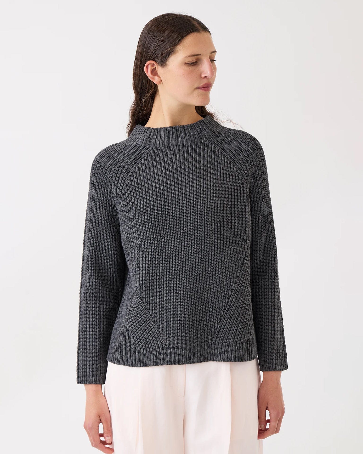 Daphne Cotton Sweater in Charcoal Heather
