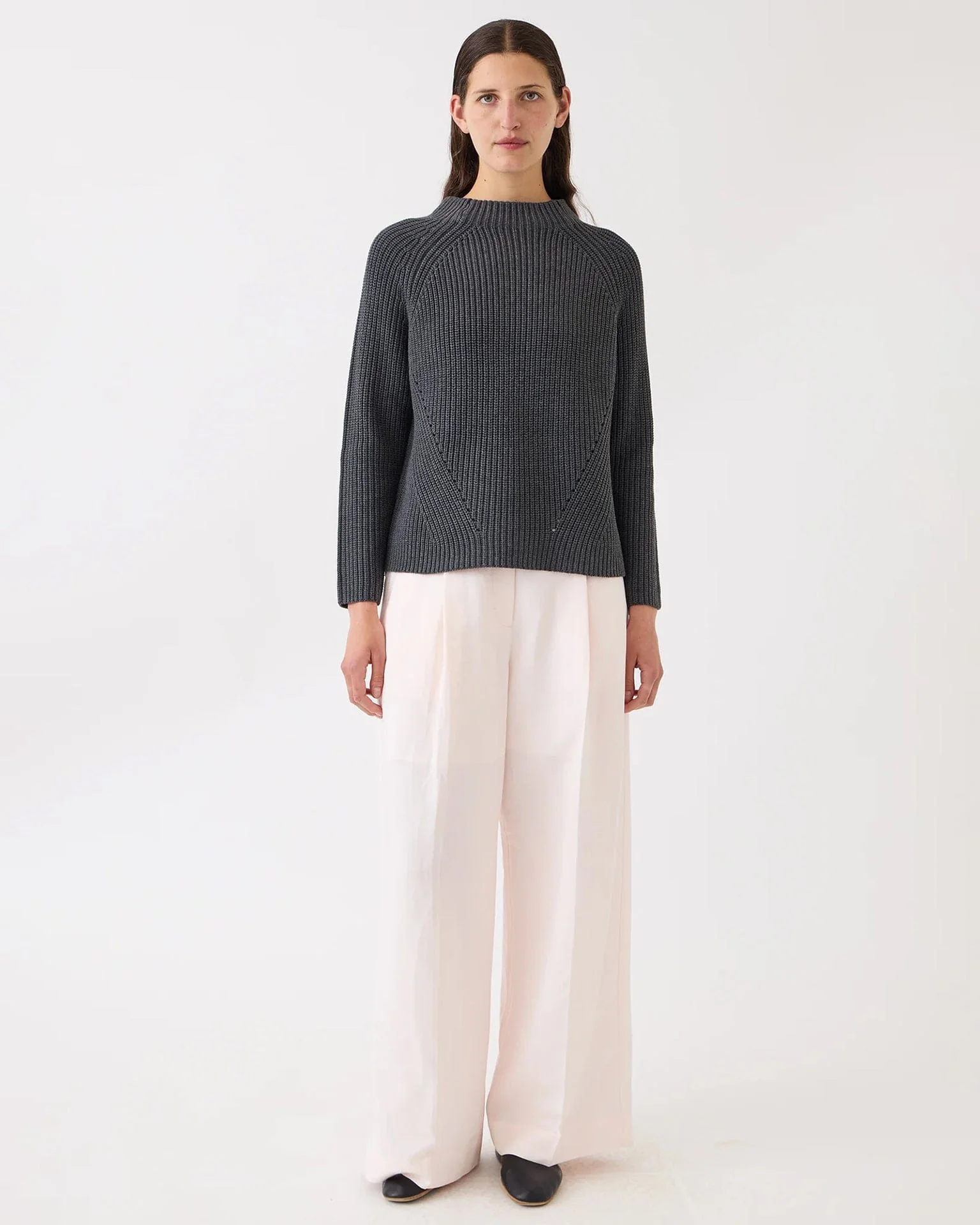 Daphne Cotton Sweater in Charcoal Heather - Image 2