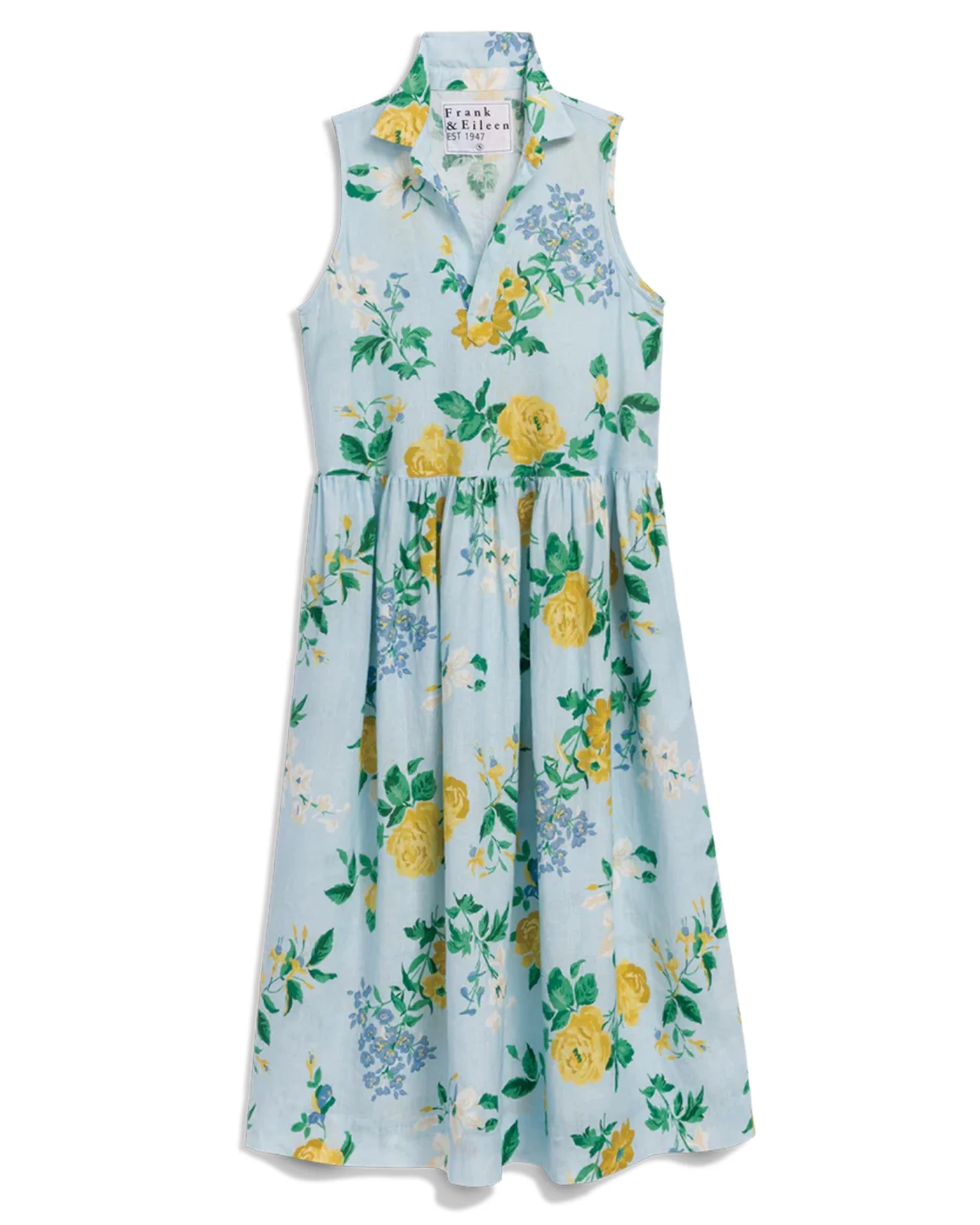 Daphne Popover Sleeveless Linen Shirtdress in Spring Bouquet - Image 4