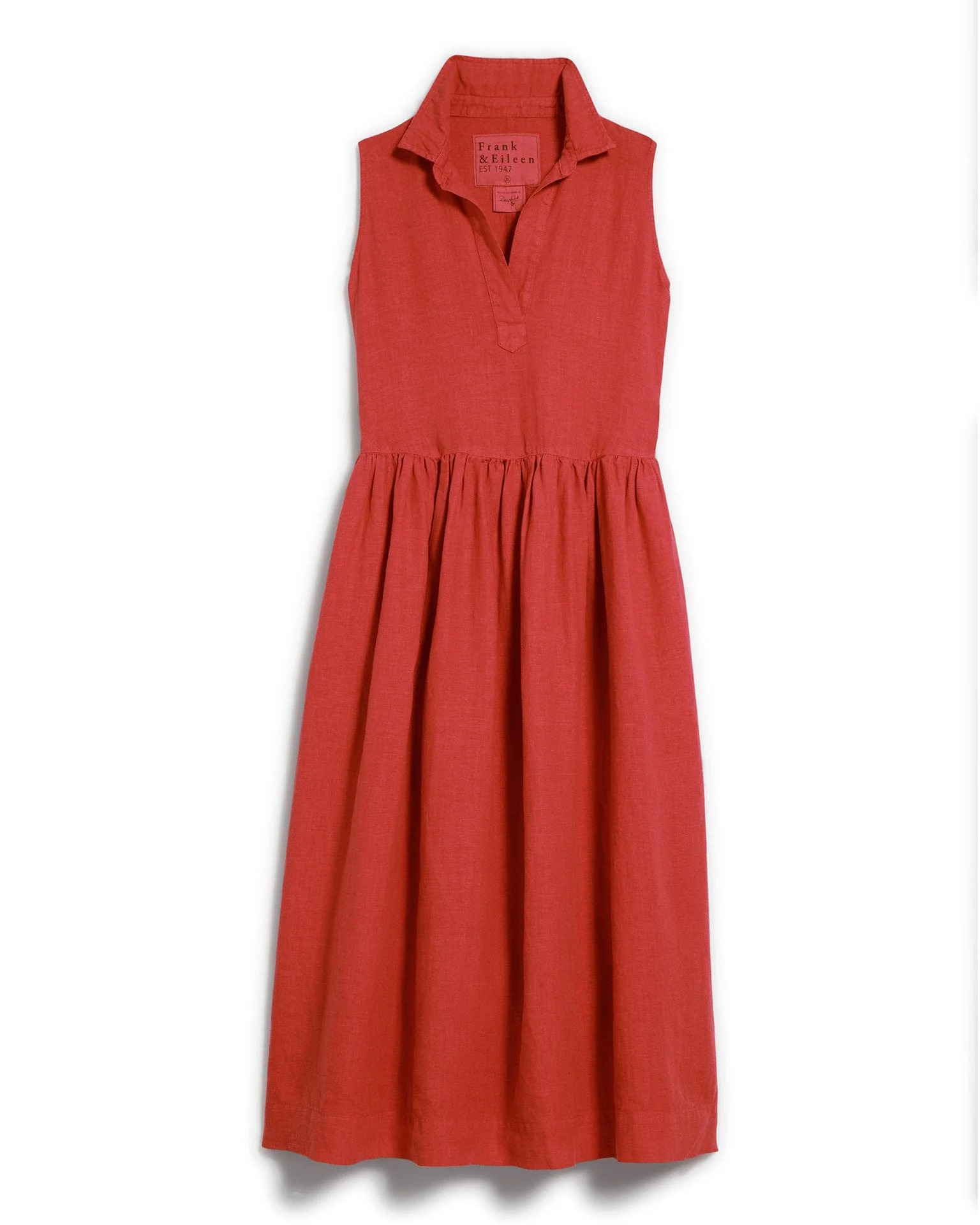 Daphne Popover Sleeveless Shirtdress in Nantucket Red - Image 4