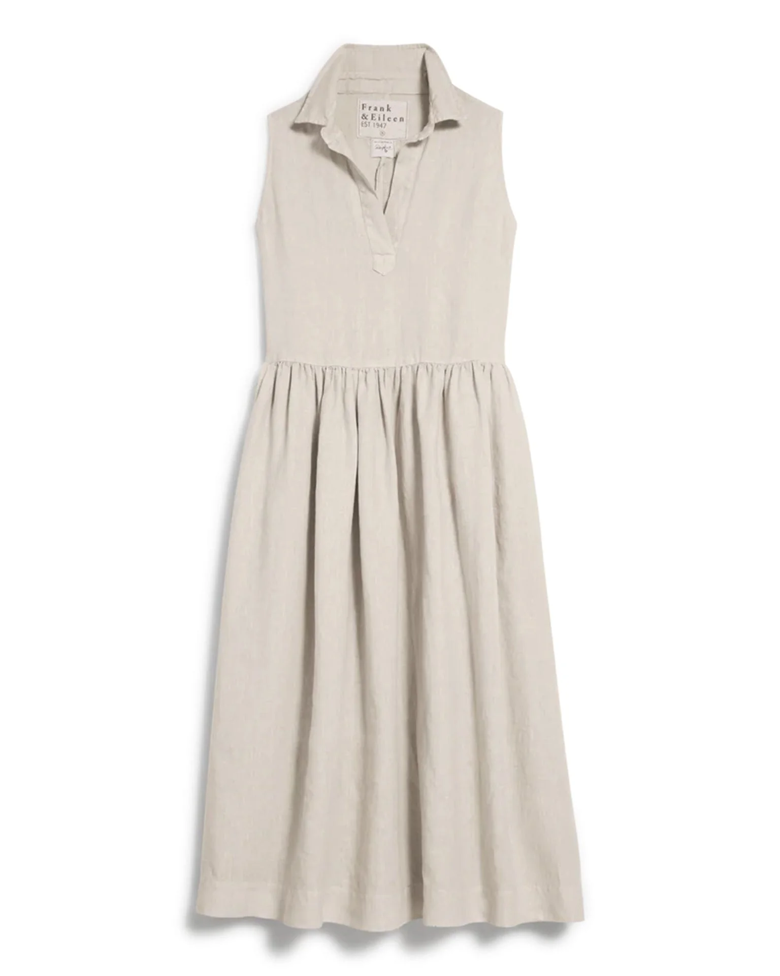Daphne Popover Sleeveless Shirtdress in Sand Linen - Image 6