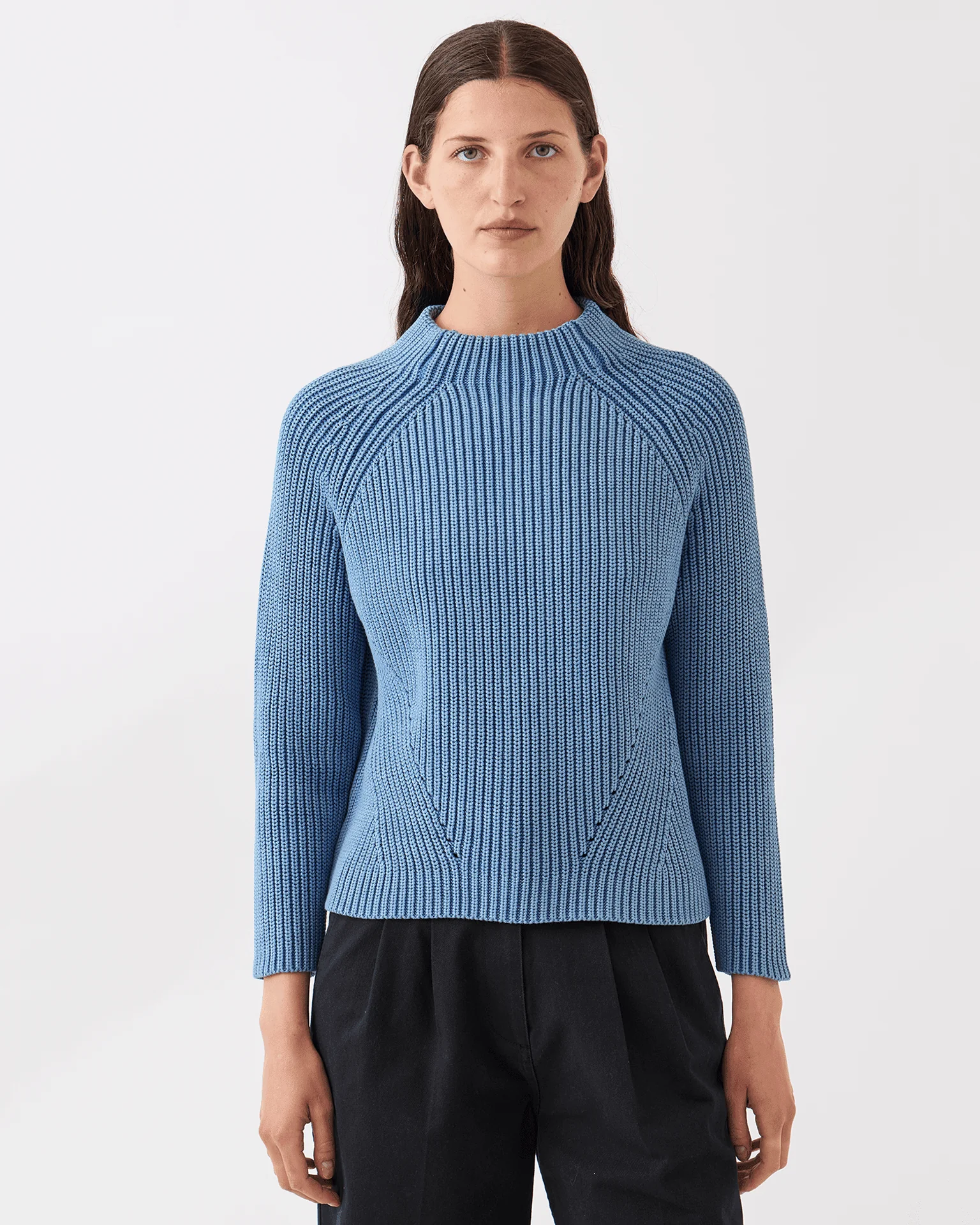 Daphne Washed Cotton Sweater in Denim