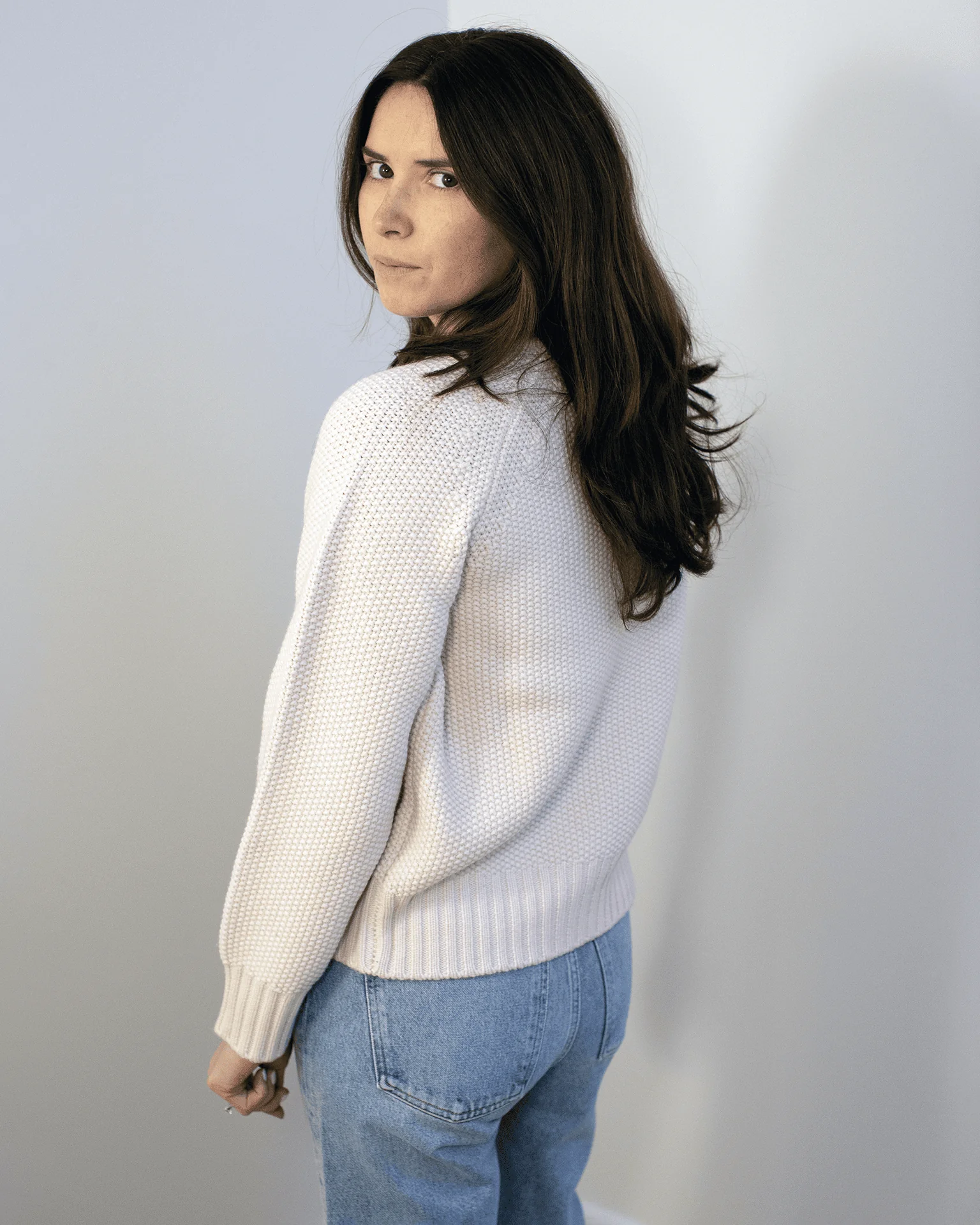 Davi Merino Wool Cardigan in Off White - Image 2