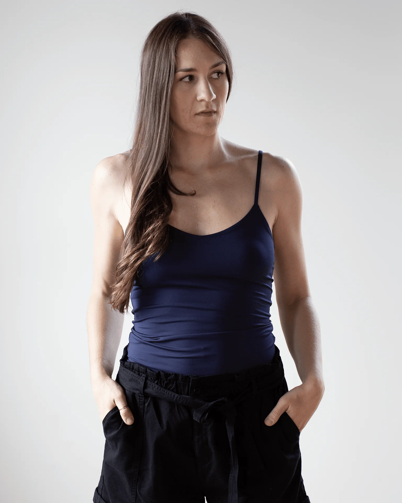 Del Adj Strap Cami in Navy