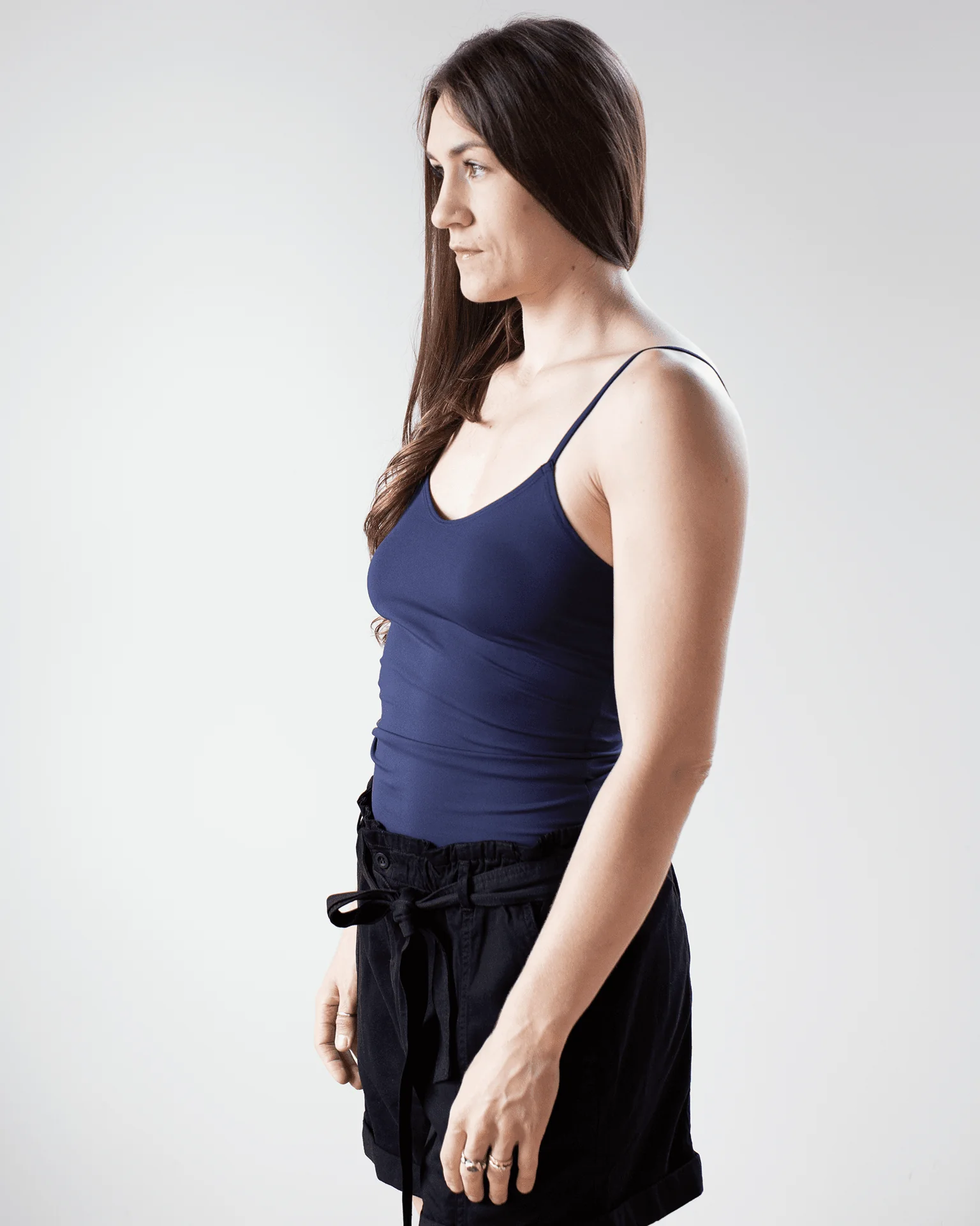 Del Adj Strap Cami in Navy - Image 2
