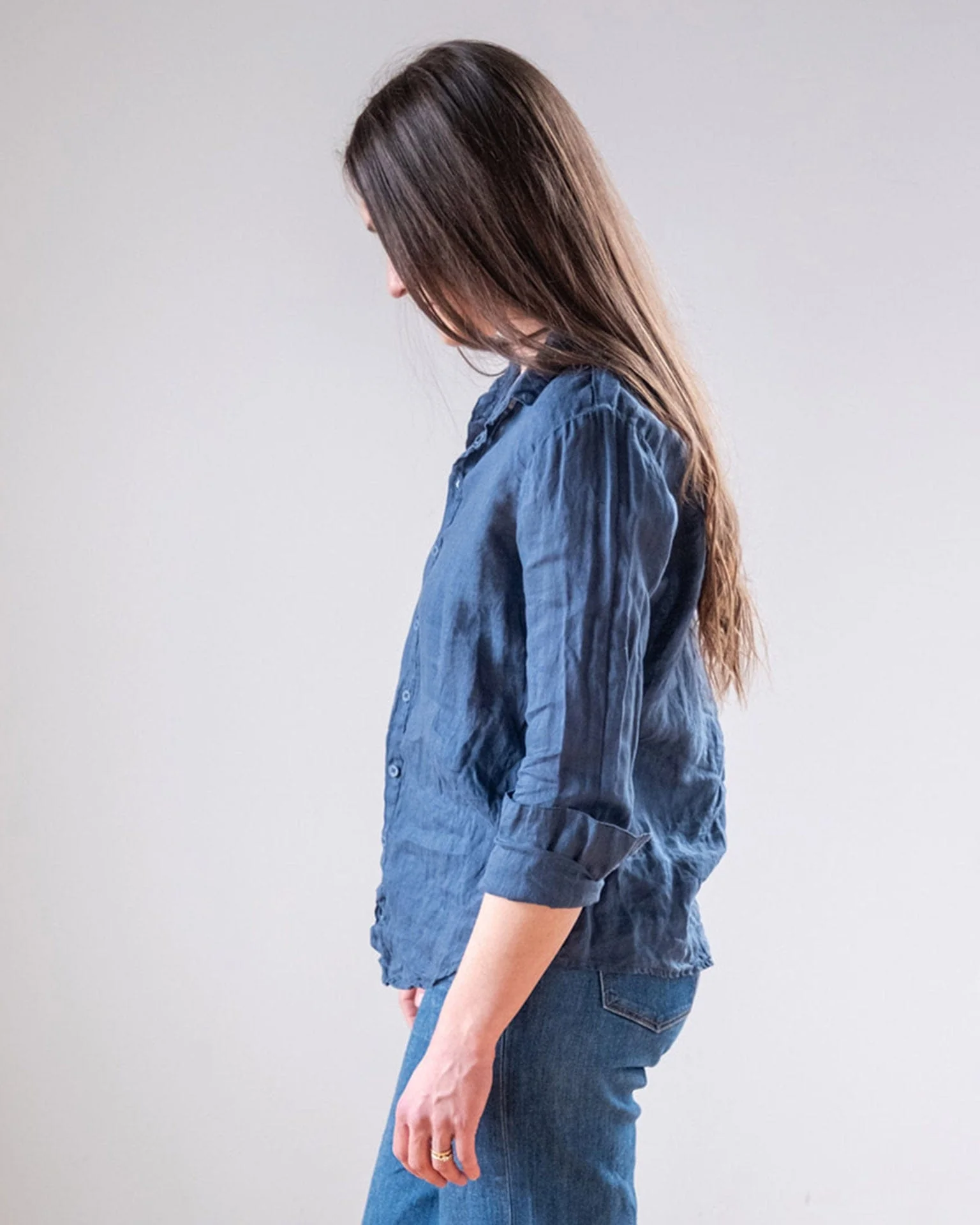 Dorie Top in Moonlit Ocean Linen - Image 4