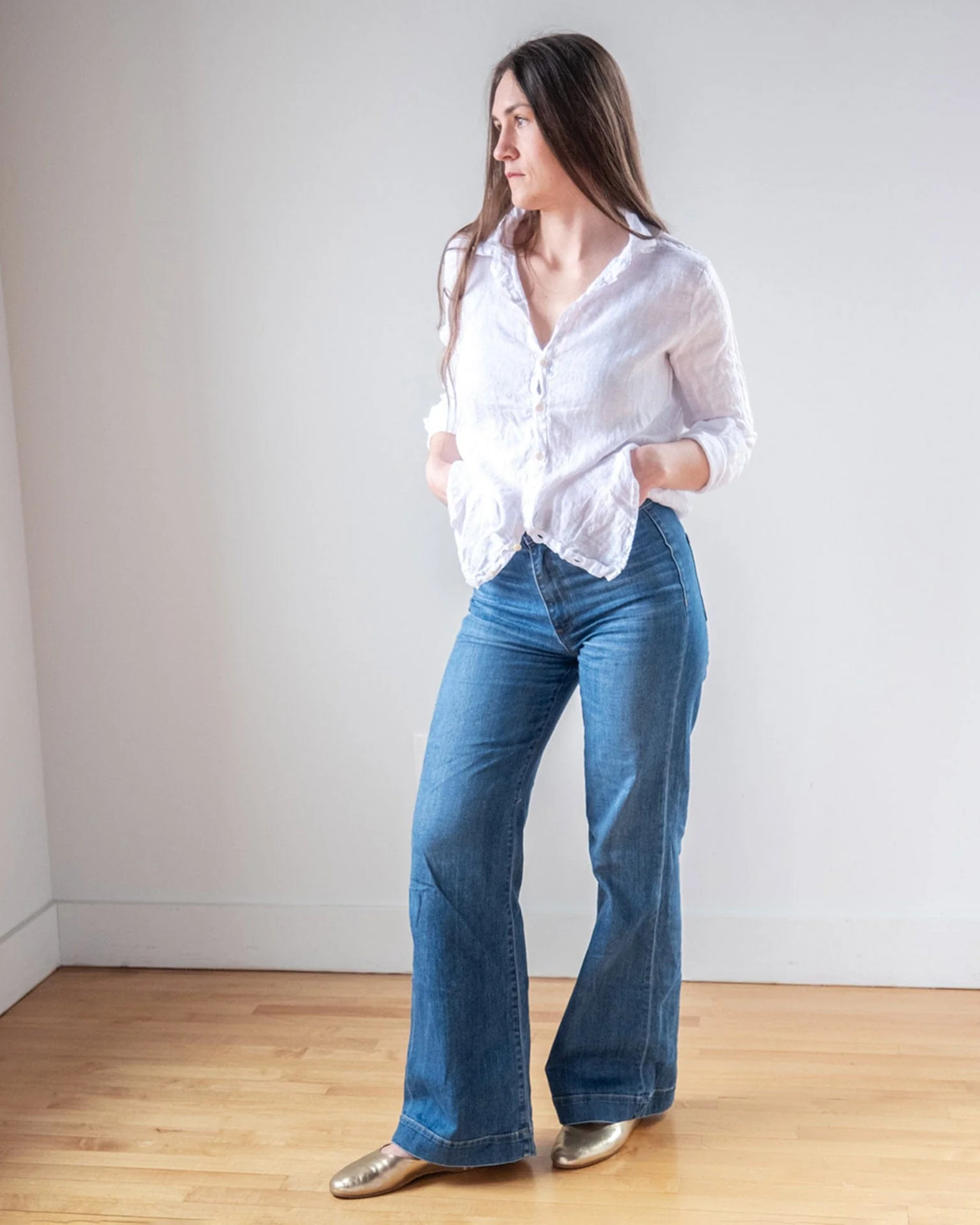 Dorie Top in White Linen - Image 2