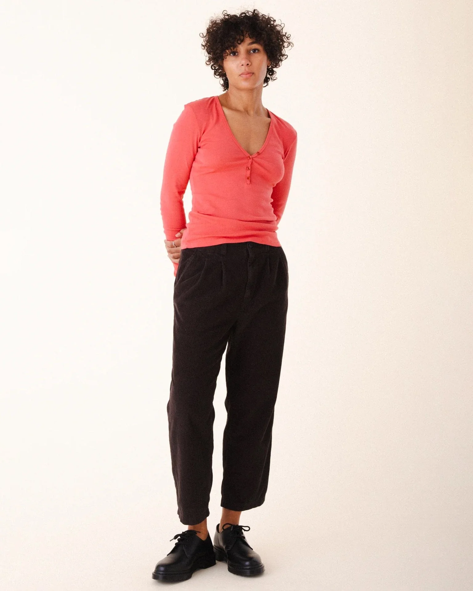 Double Pleat Cords in Brown Out - Image 2
