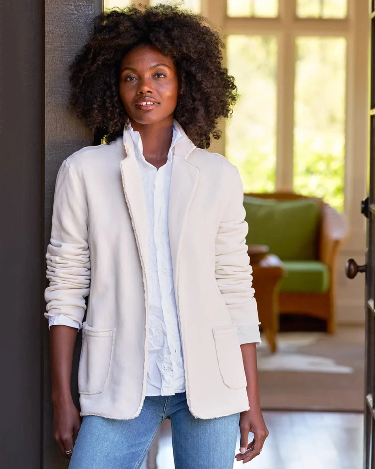 Dublin Knit Blazer in Vintage White