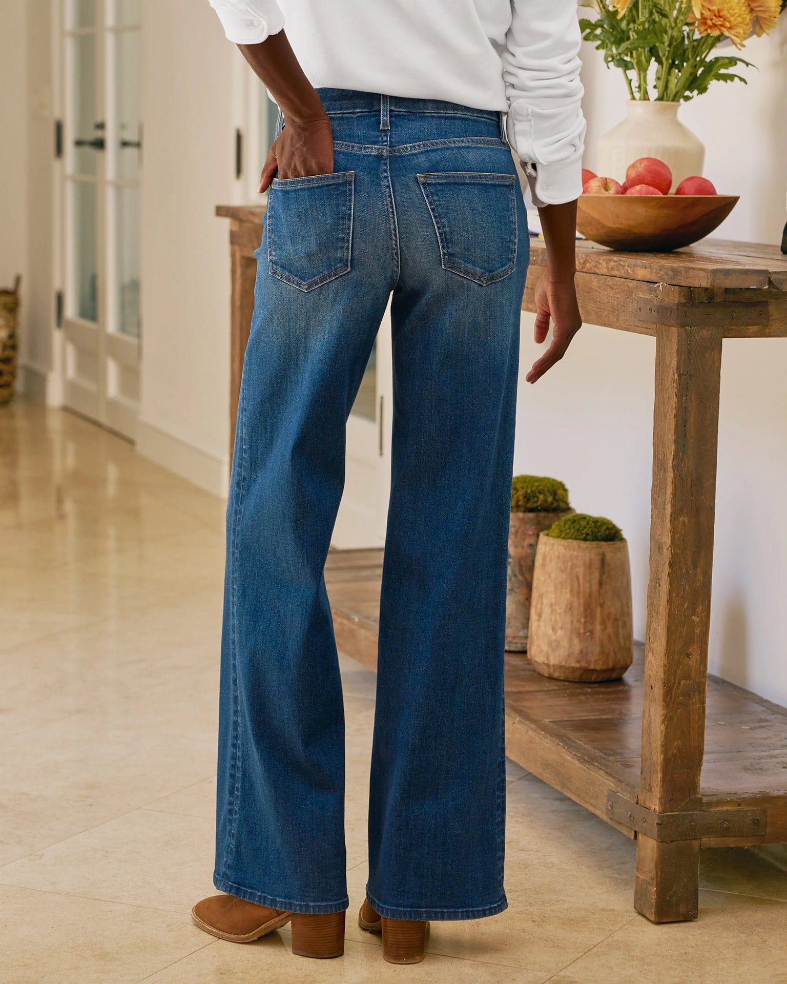 East Galway Long Wide Leg Pant in 1999 Blue Wash - Image 4
