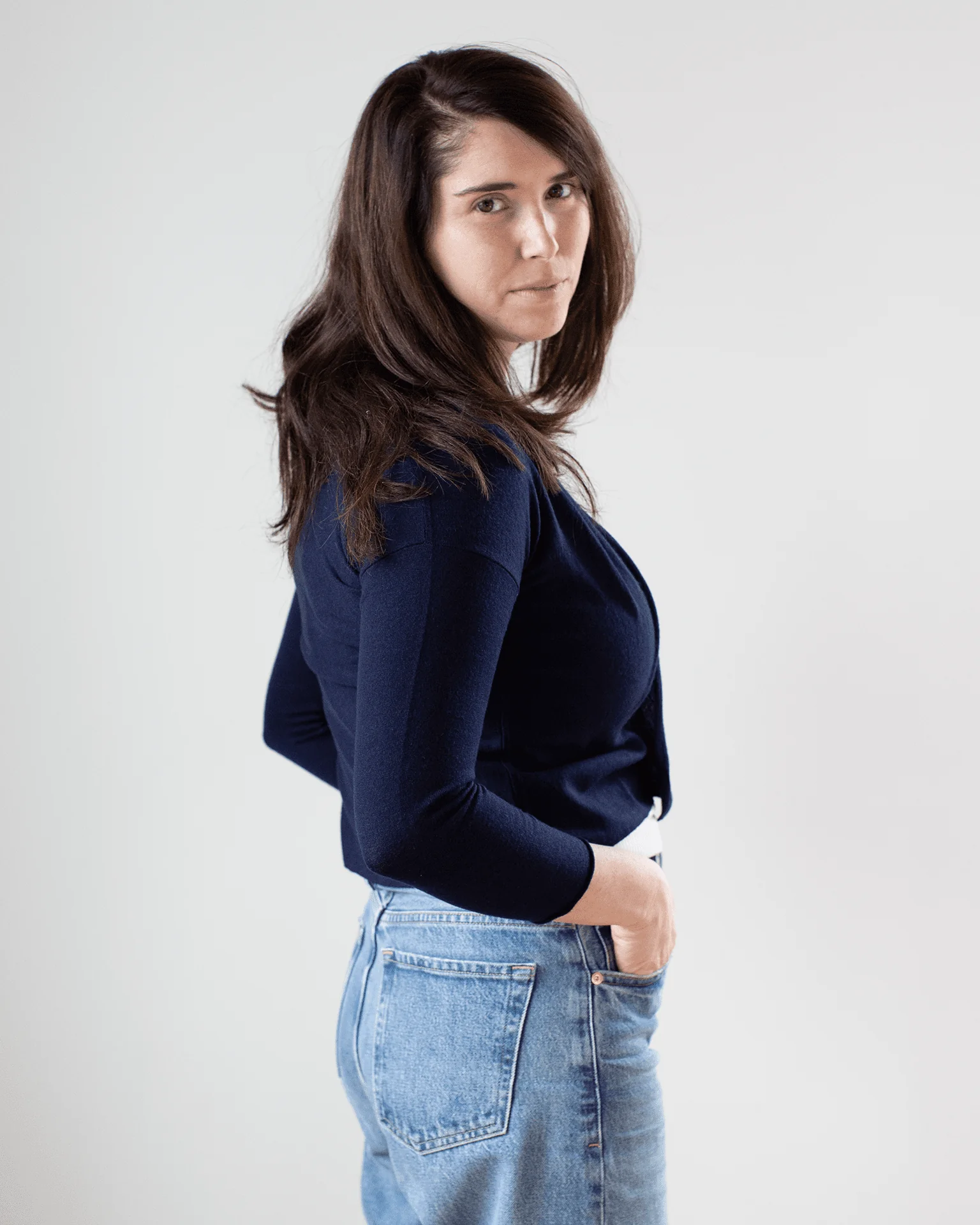 Easy Crop Cardi in Peacoat - Image 4