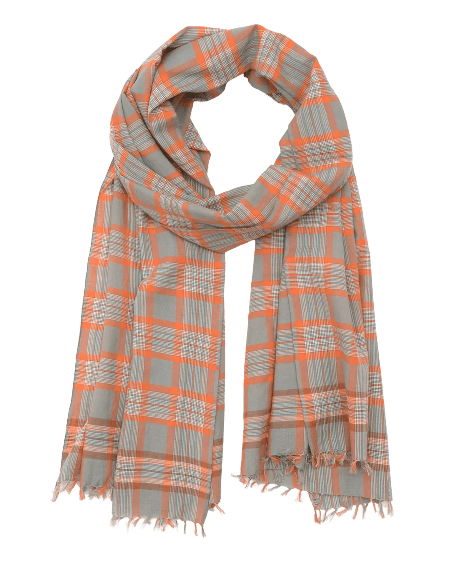 Varied Plaid Cttn Scarf in Cloud - Image 3