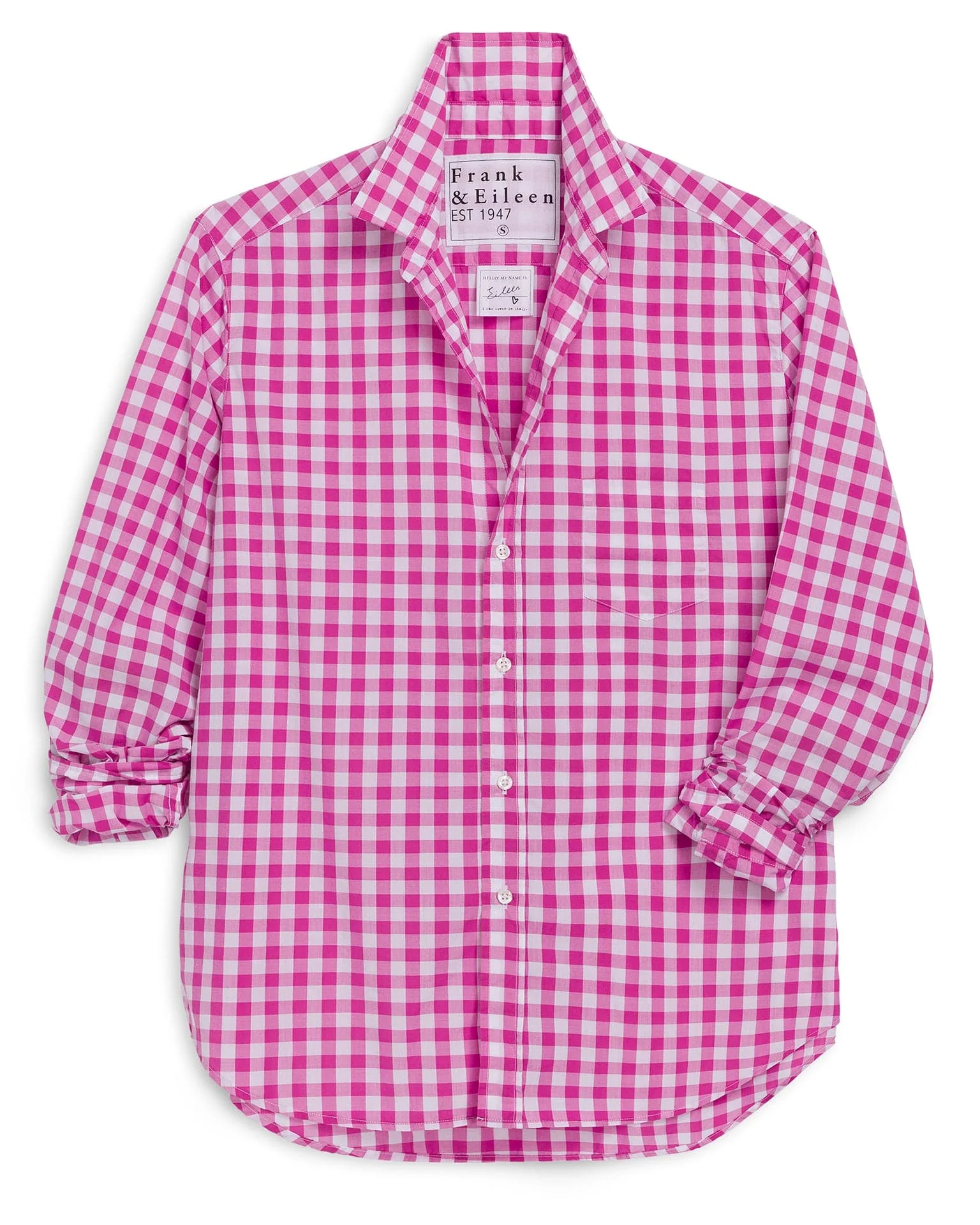 Eileen Relaxed Button Up in Pink Check