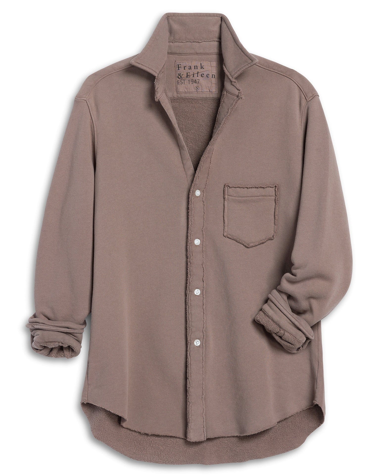 Eileen-Relaxed Button Up Shirt in Brulee French Terry