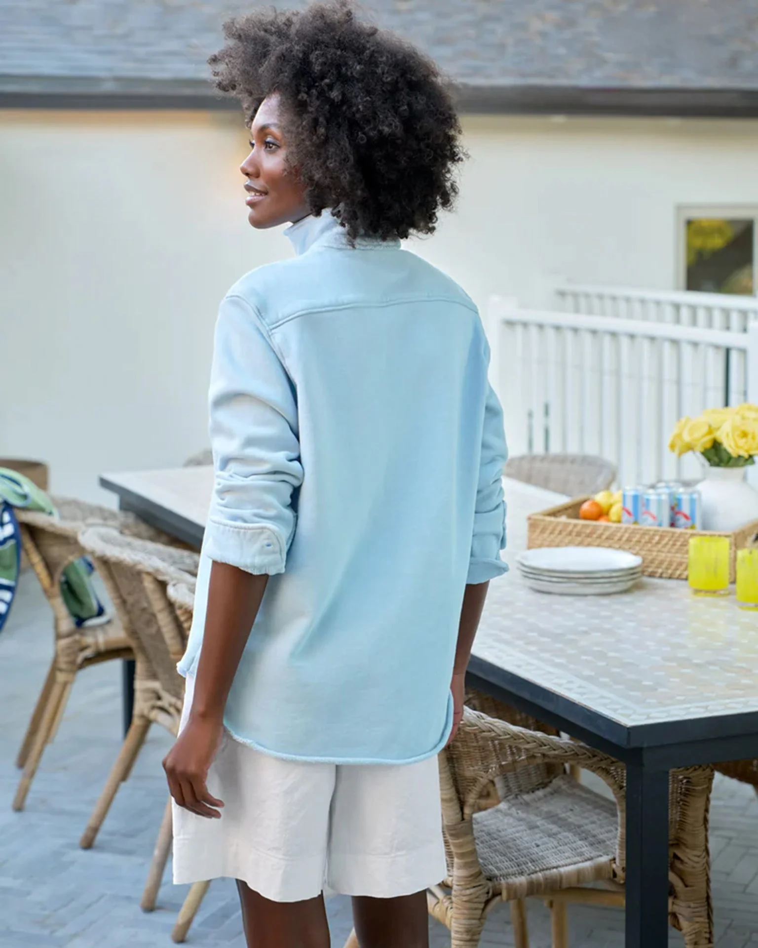 Eileen-Relaxed Button Up Shirt in Dive Terry - Image 2