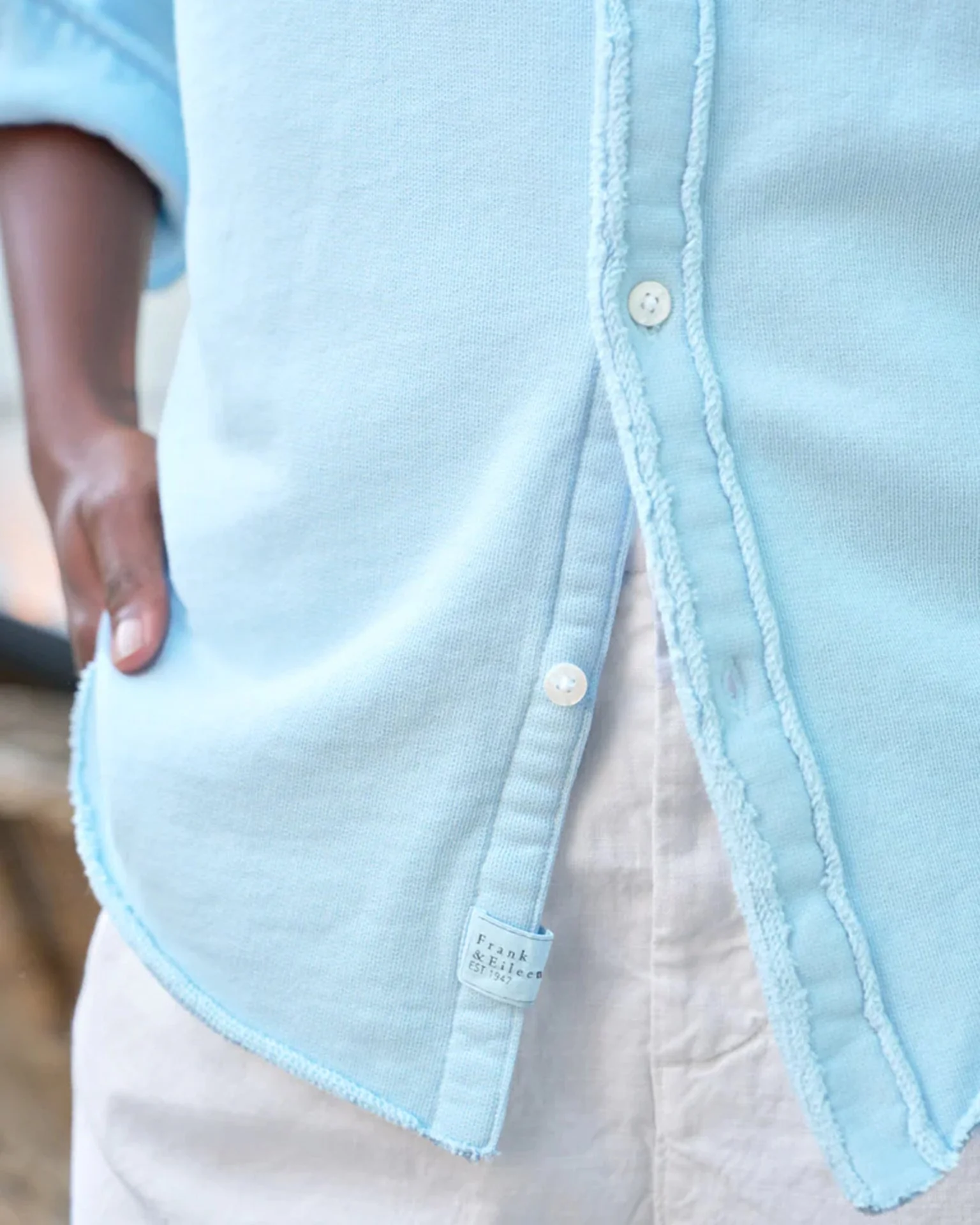 Eileen-Relaxed Button Up Shirt in Dive Terry - Image 3