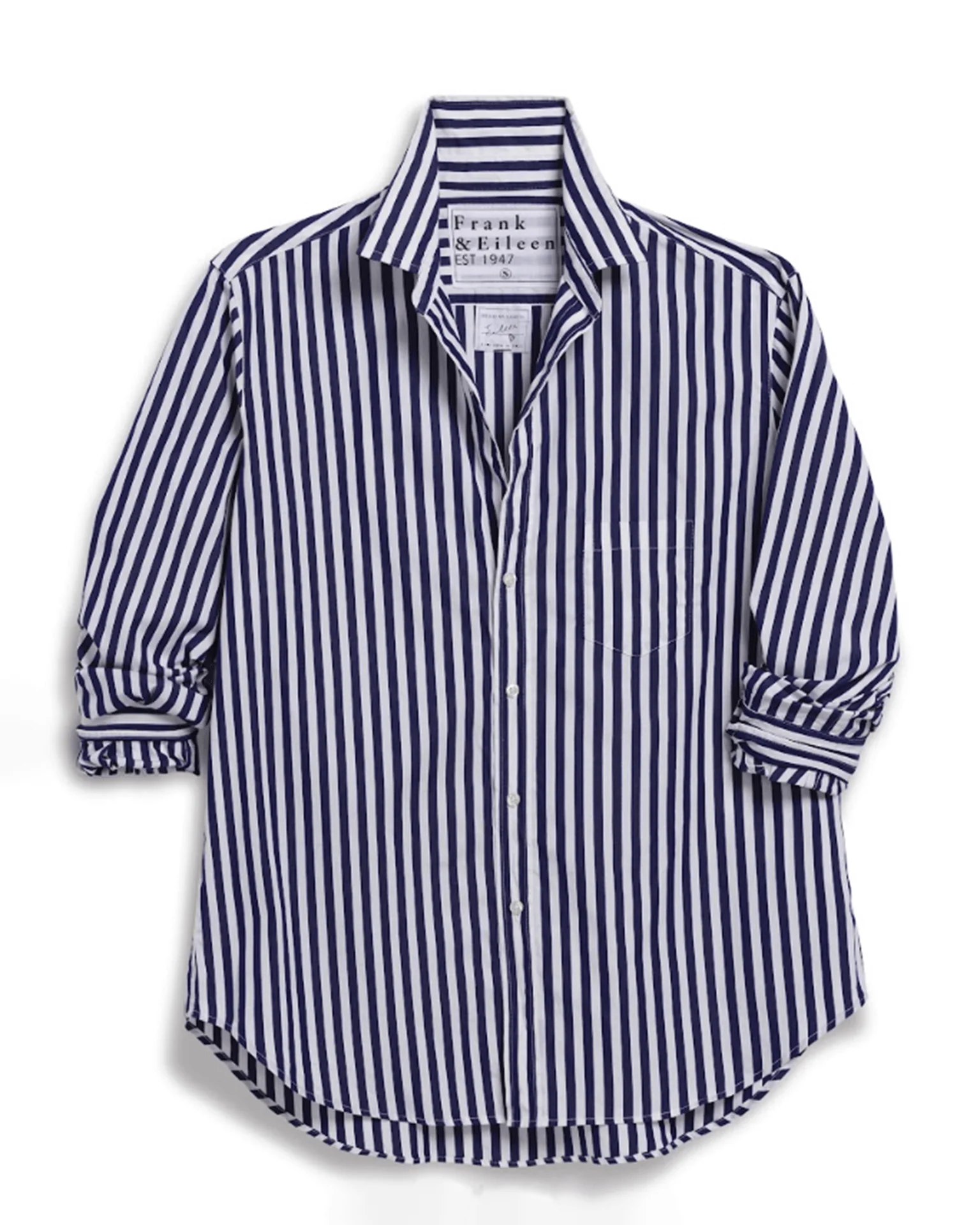 Eileen Relaxed Button-Up Shirt in Navy White Stripe