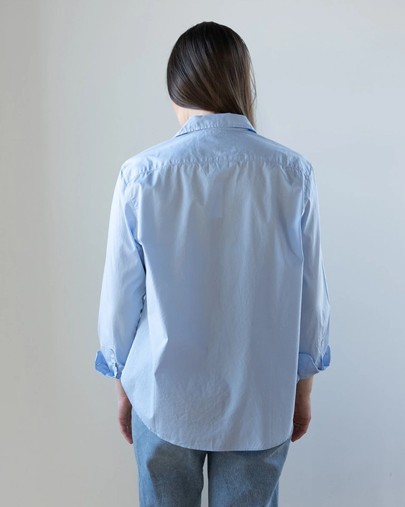 Eileen Relaxed Button Up Shirt in Solid Blue - Image 4