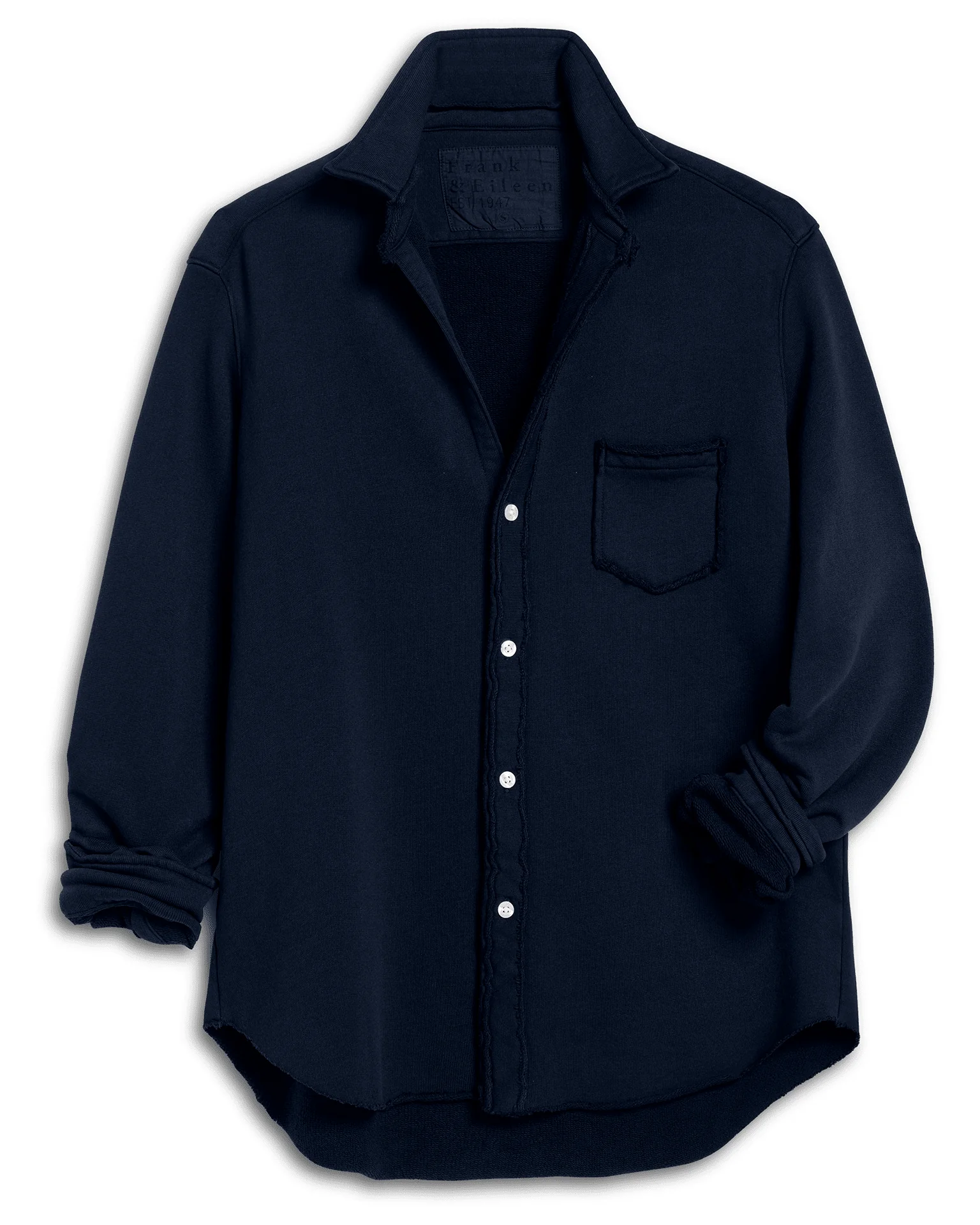 Eileen-Relaxed Button Up Shirt in Tide Triple Fleece
