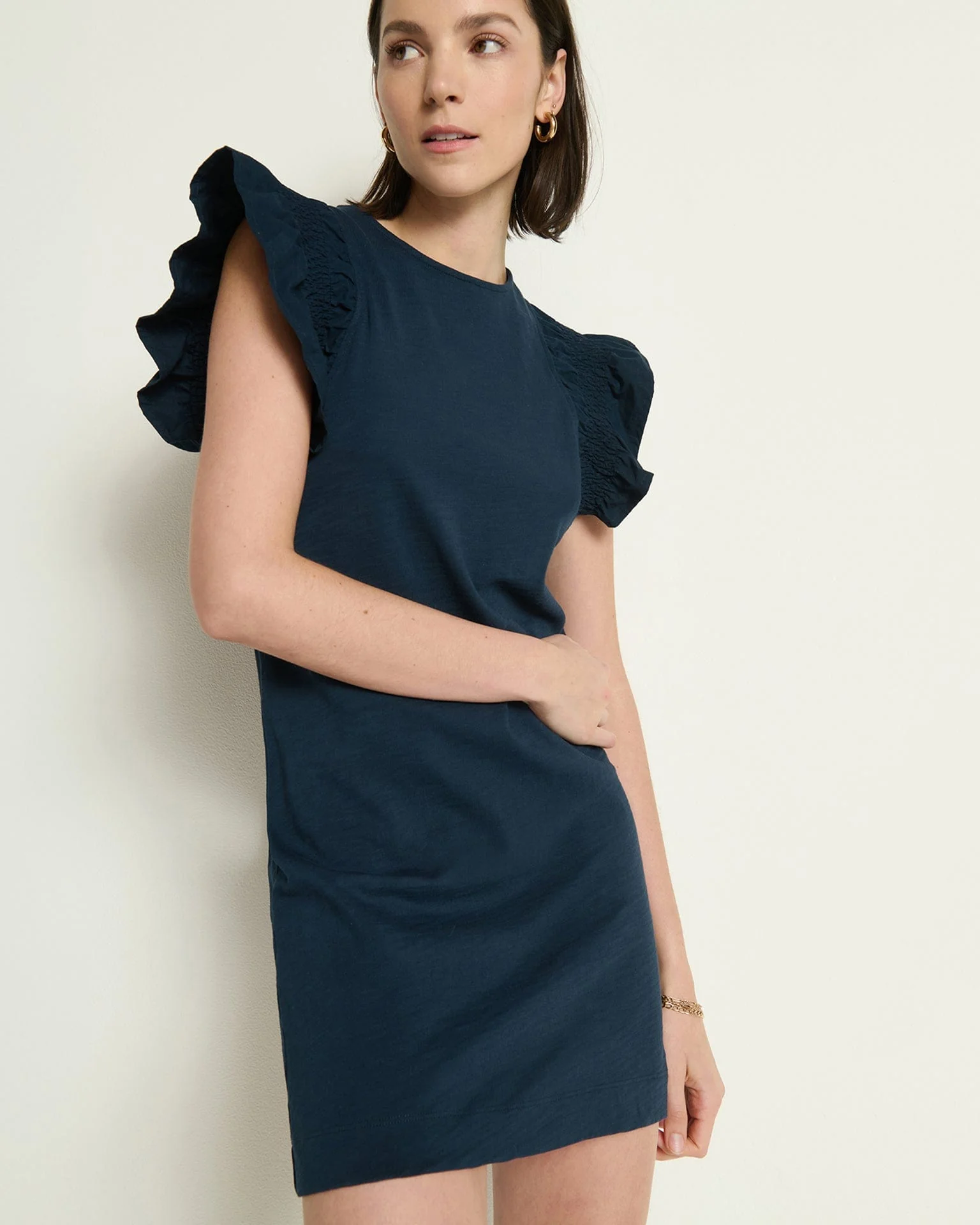 Ellis Ruffle Sleeve Dress in Night Sky
