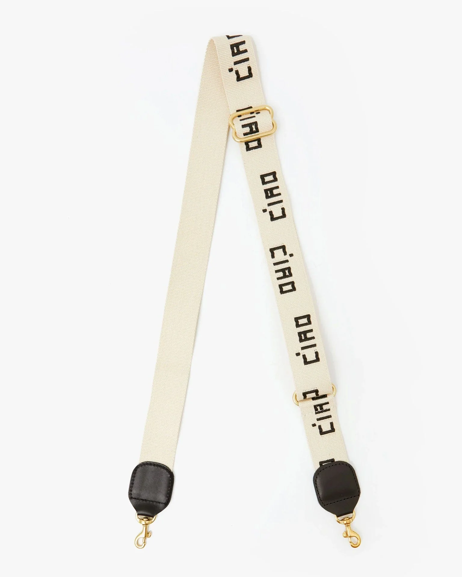 Emb Ciao Adj Crossbody Strap in Natural w/ Black