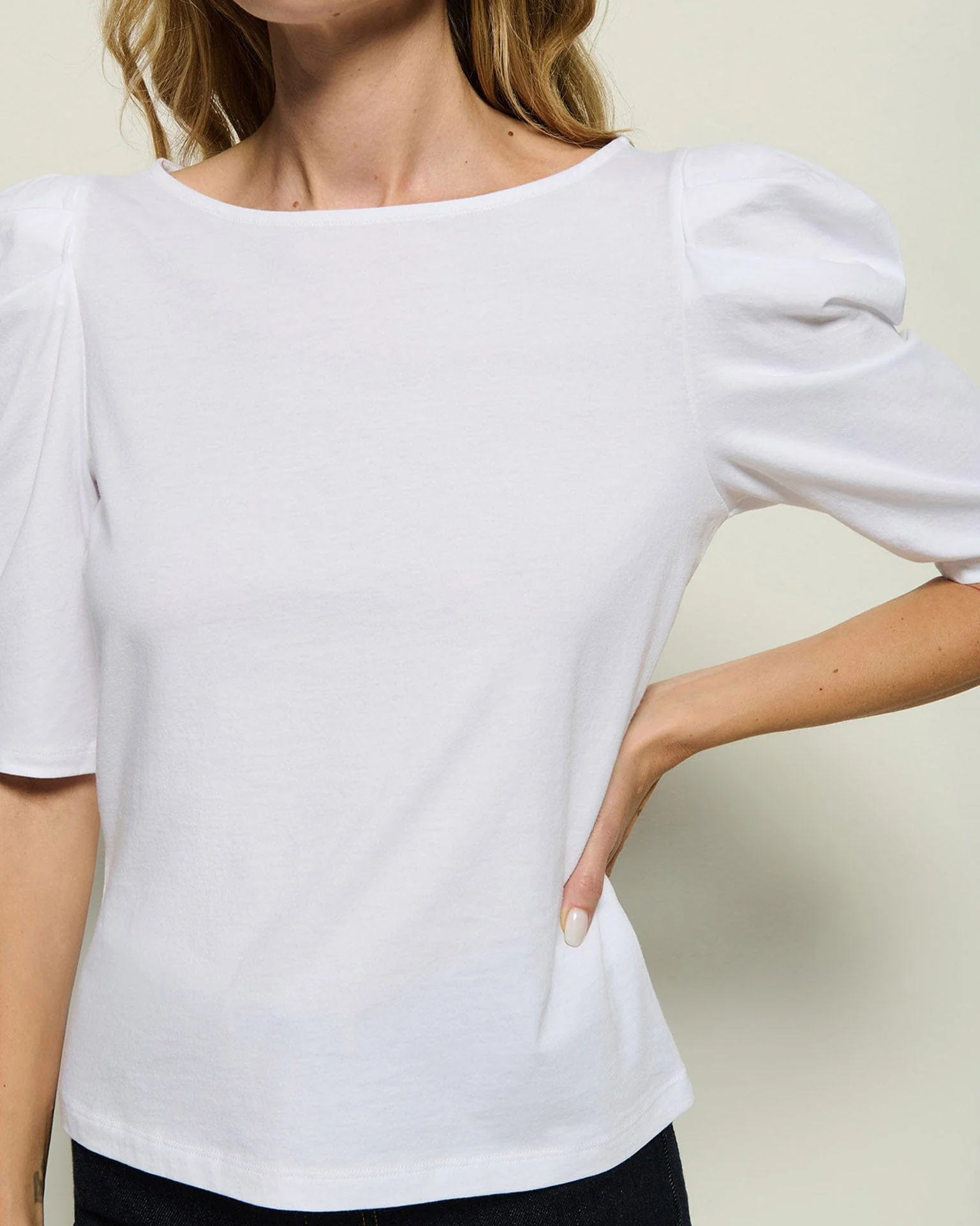 Emery Boat Neck Top in White - Image 3