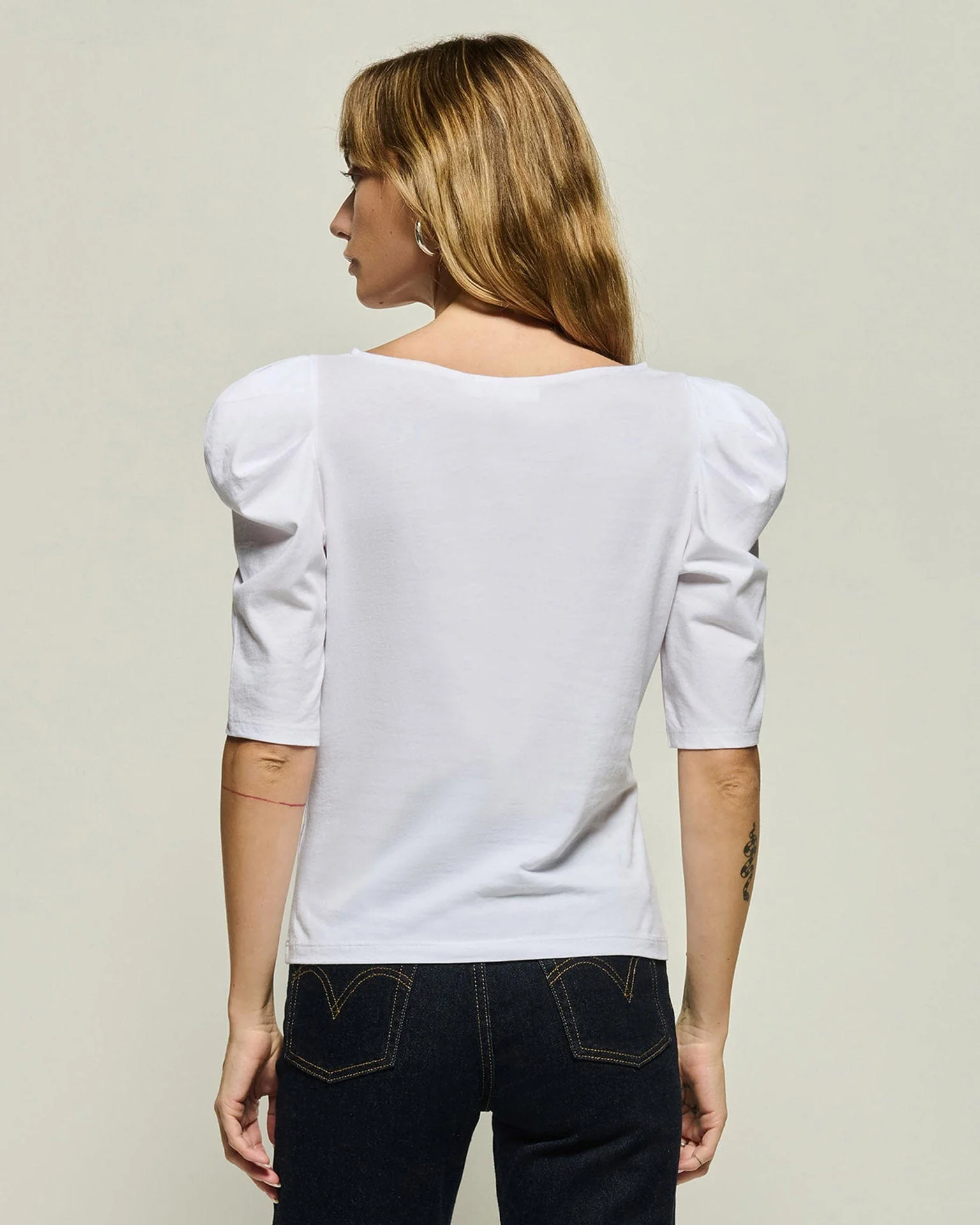 Emery Boat Neck Top in White - Image 4