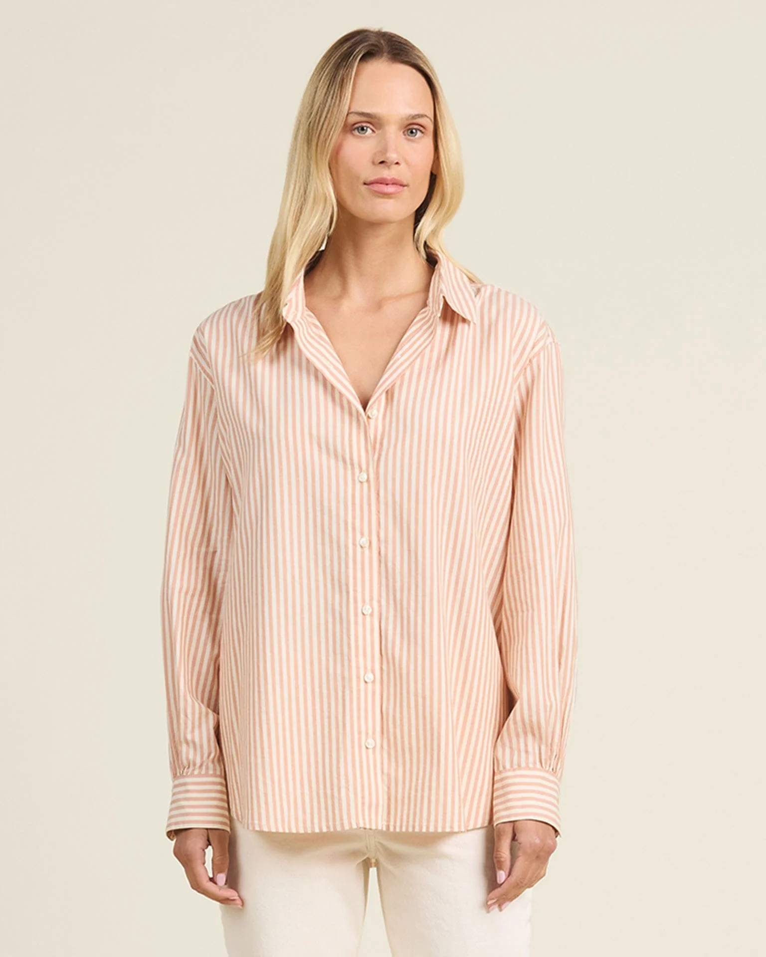 Emilia Oversized Shirt in Maple Stripe