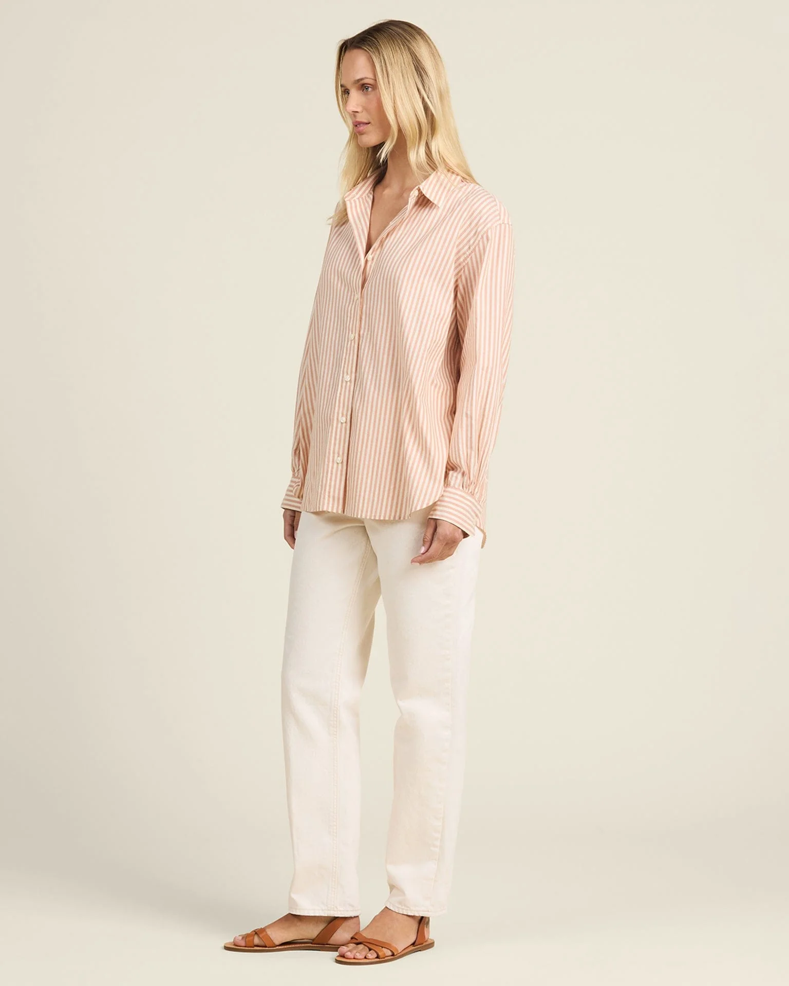 Emilia Oversized Shirt in Maple Stripe - Image 2