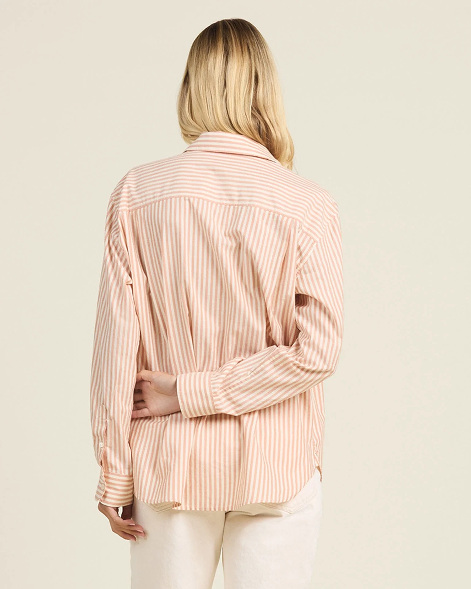 Emilia Oversized Shirt in Maple Stripe - Image 4