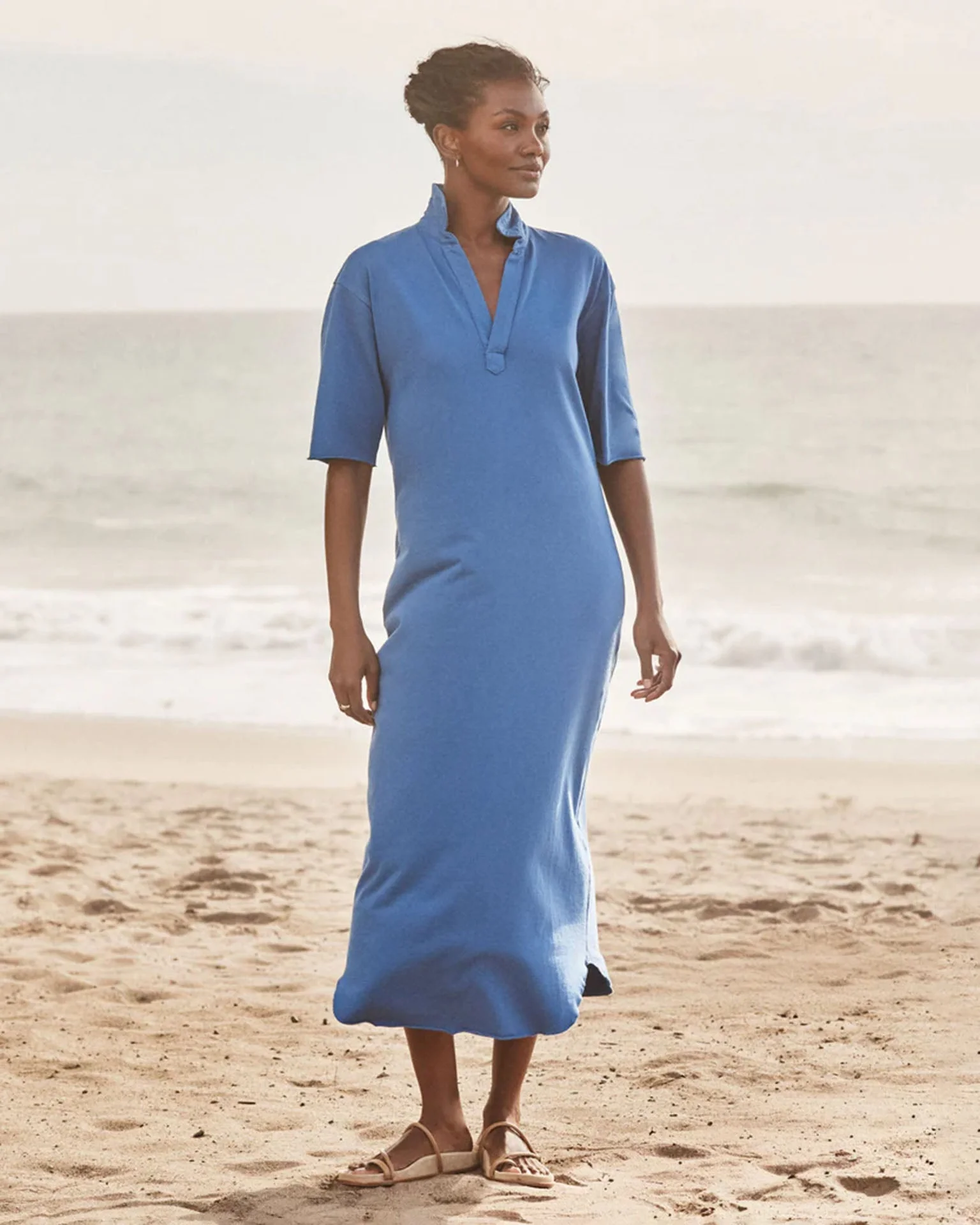 Emma - SS Henley Maxi Dress in Lazuli