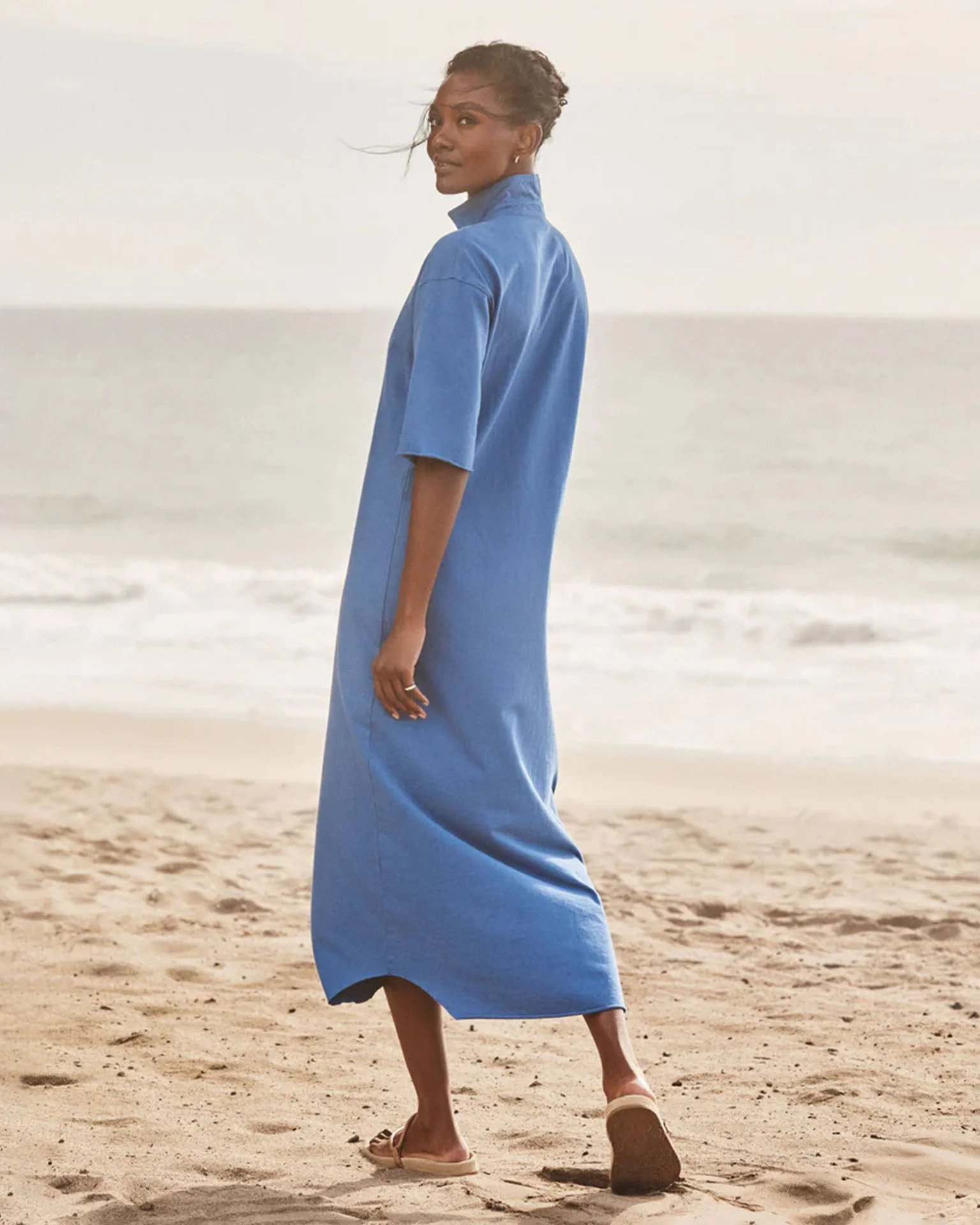 Emma - SS Henley Maxi Dress in Lazuli - Image 2