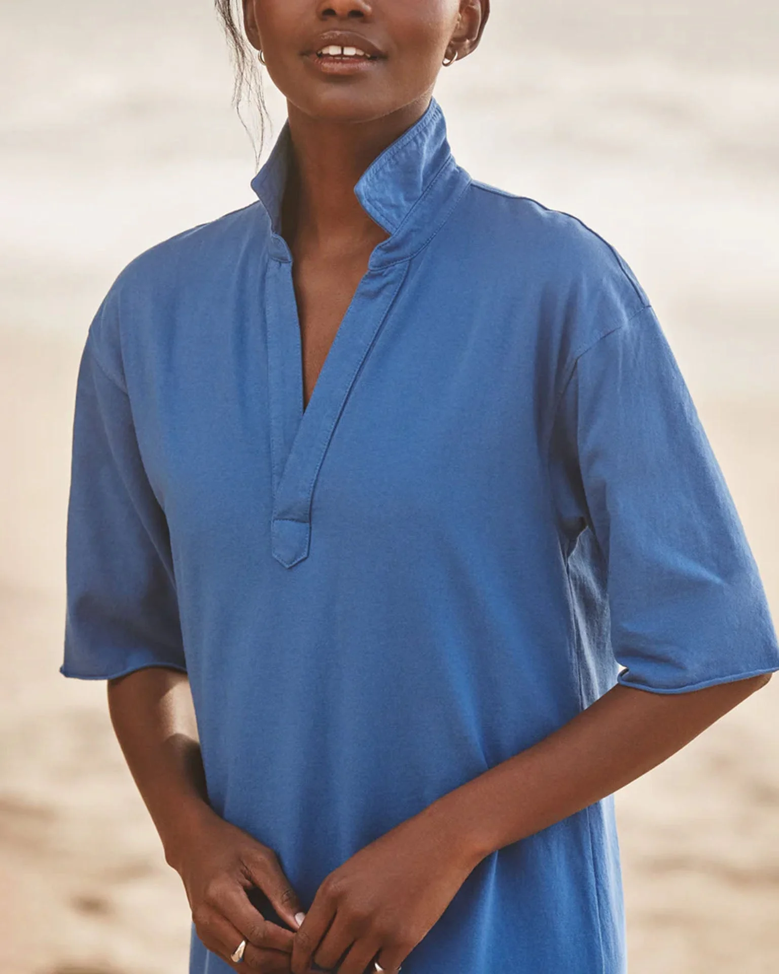 Emma - SS Henley Maxi Dress in Lazuli - Image 3