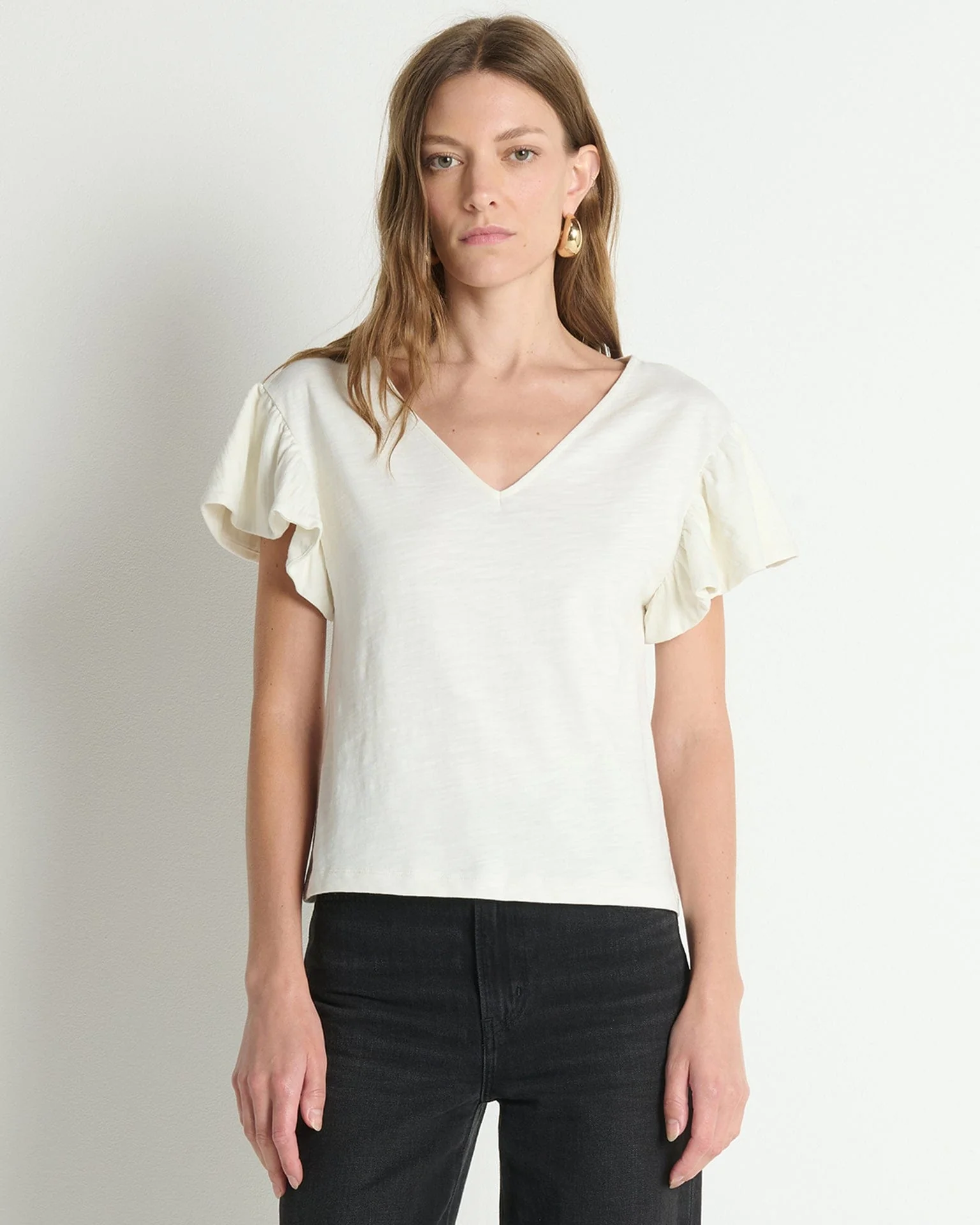 Emmy Flutter Sleeve Tee in Porcelain - Image 3