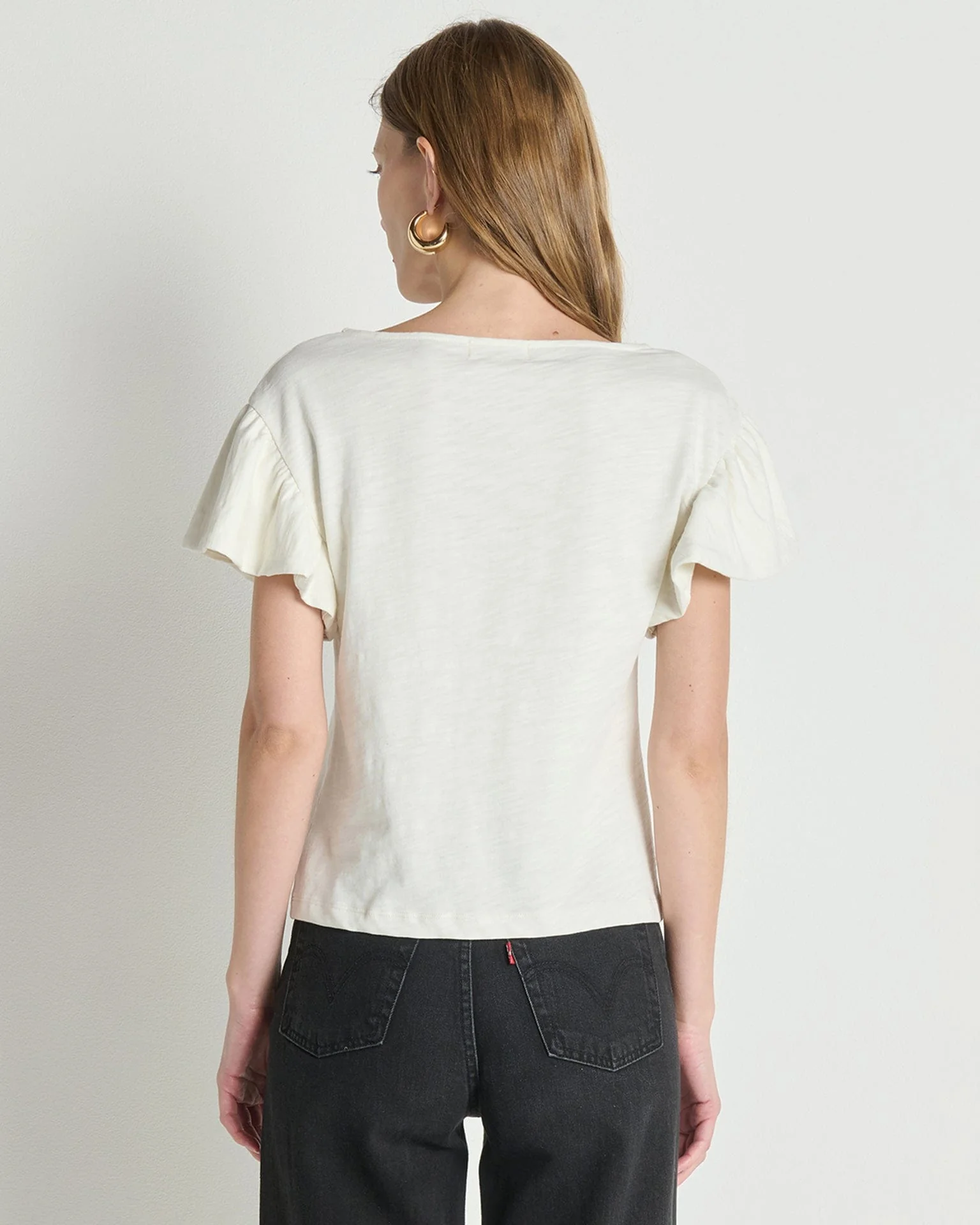 Emmy Flutter Sleeve Tee in Porcelain - Image 4