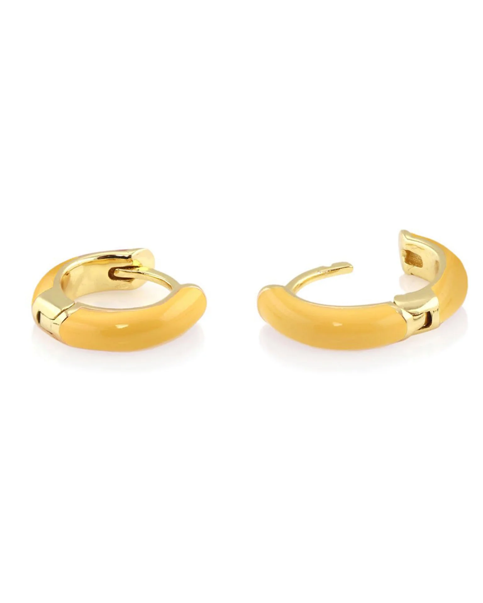 Enamel Huggie Hoops in Mellow Yellow - Image 2