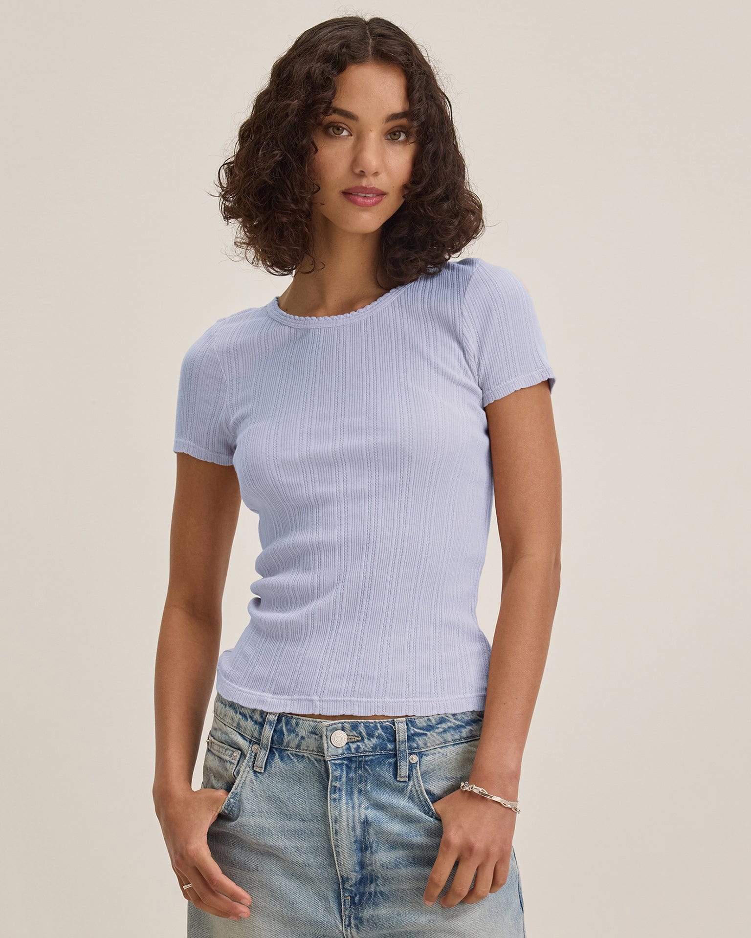 Enati S/S Crew Neck Top in Ceramic