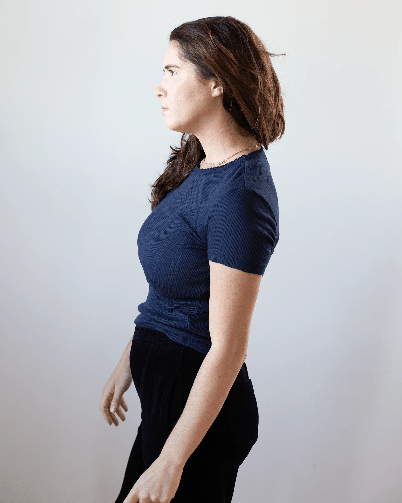 Enati S/S Crew Neck Top in Navy - Image 2