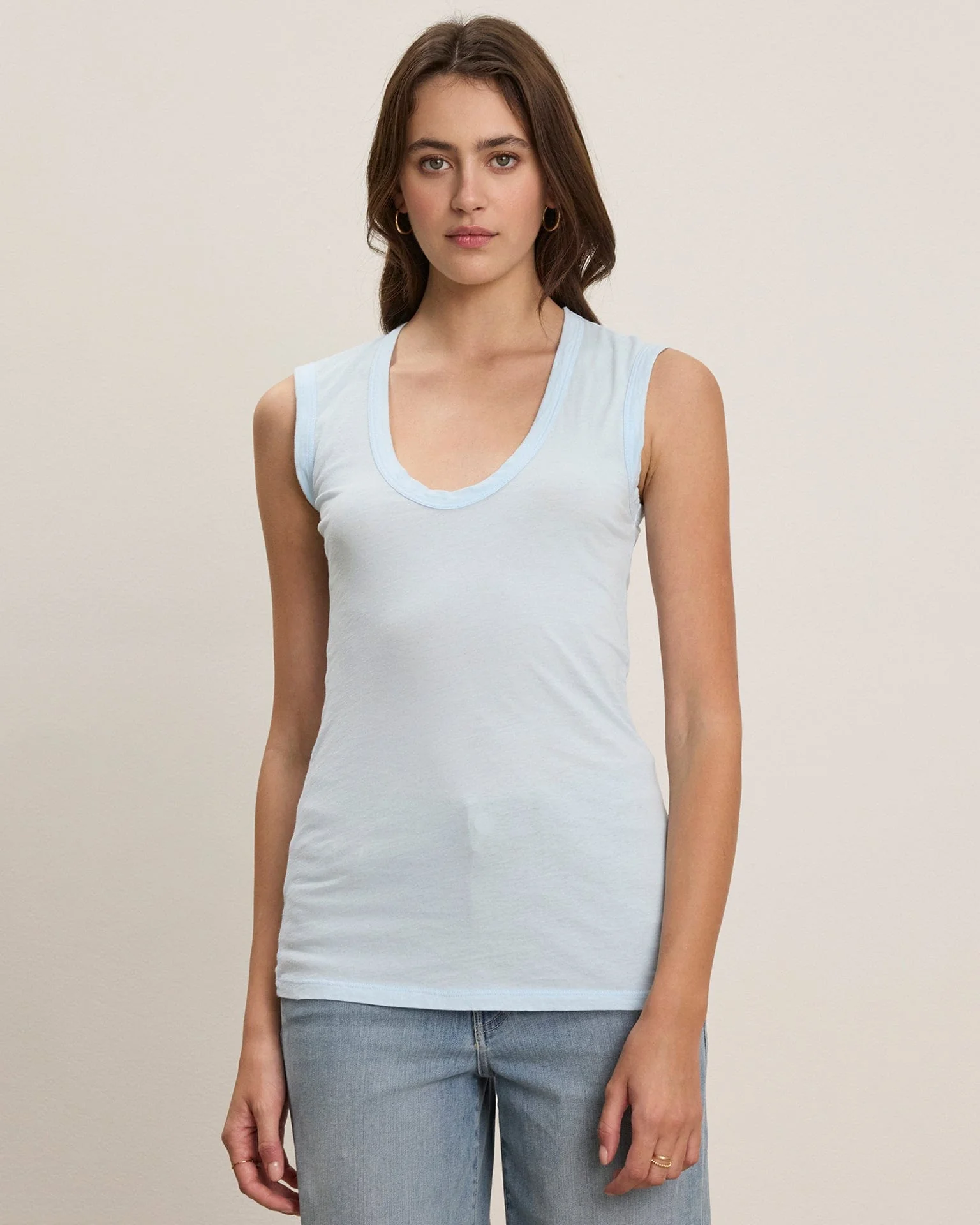 Estina Scoop Neck Tank Top in Capri