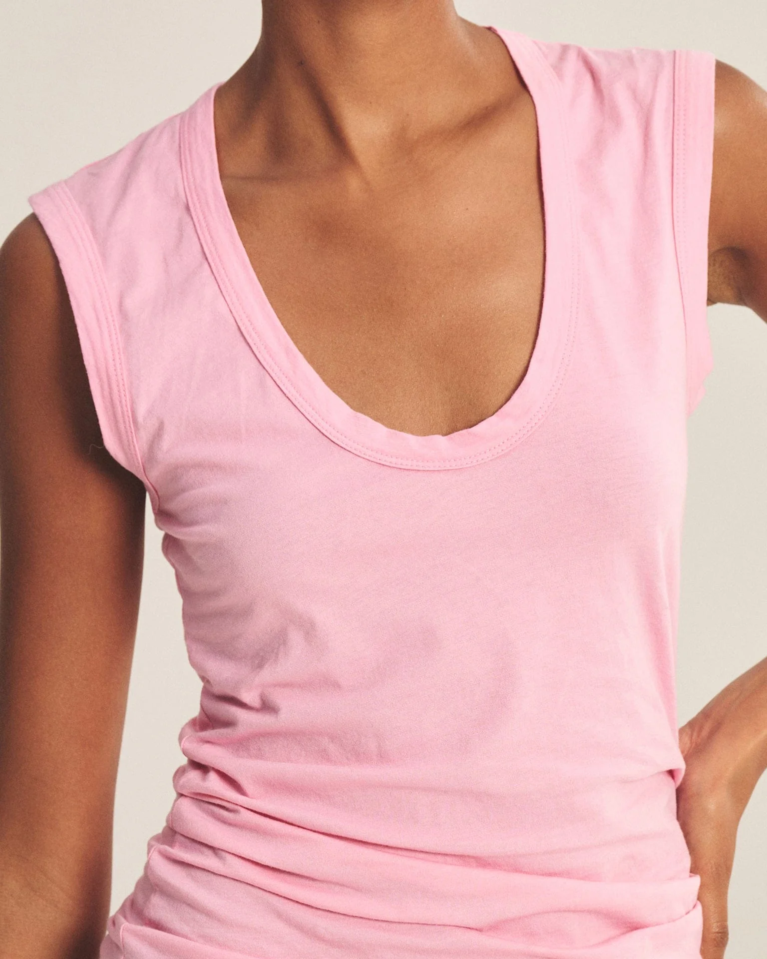 Estina Scoop Neck Tank Top in Sherbert - Image 2