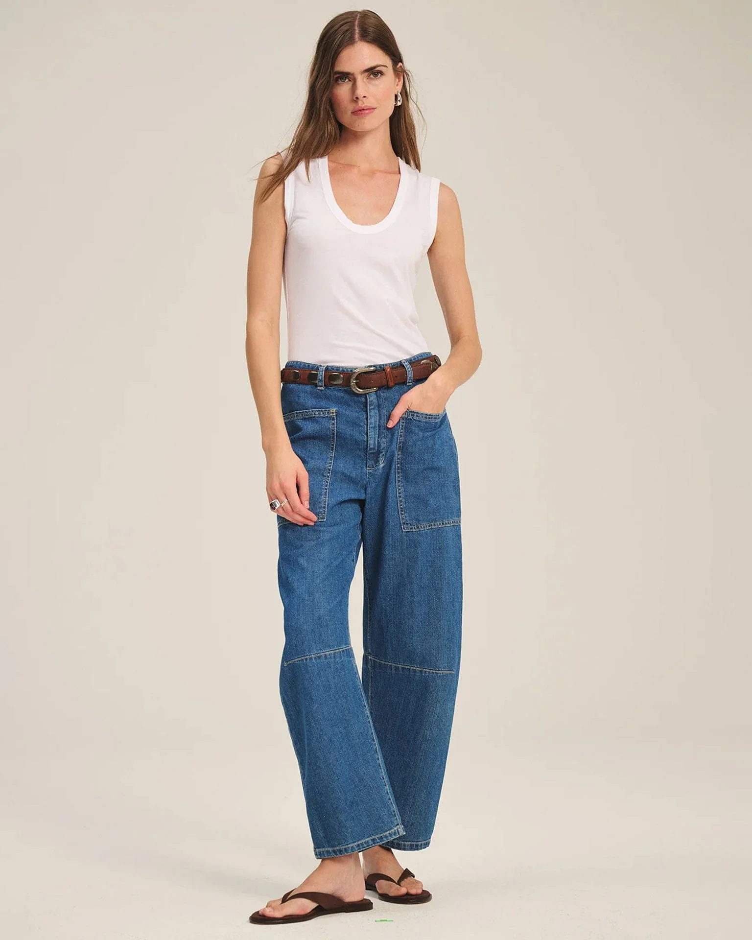Estina Scoop Neck Tank Top in White - Image 3
